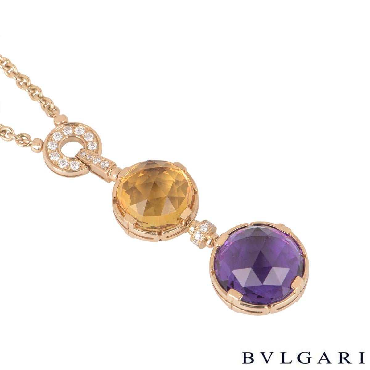 Women's Bulgari Rose Gold Parentesi Diamond and Multi-Gem Necklace