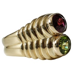 Bulgari Rubellite and Peridot Doppio Ring Circa 1980