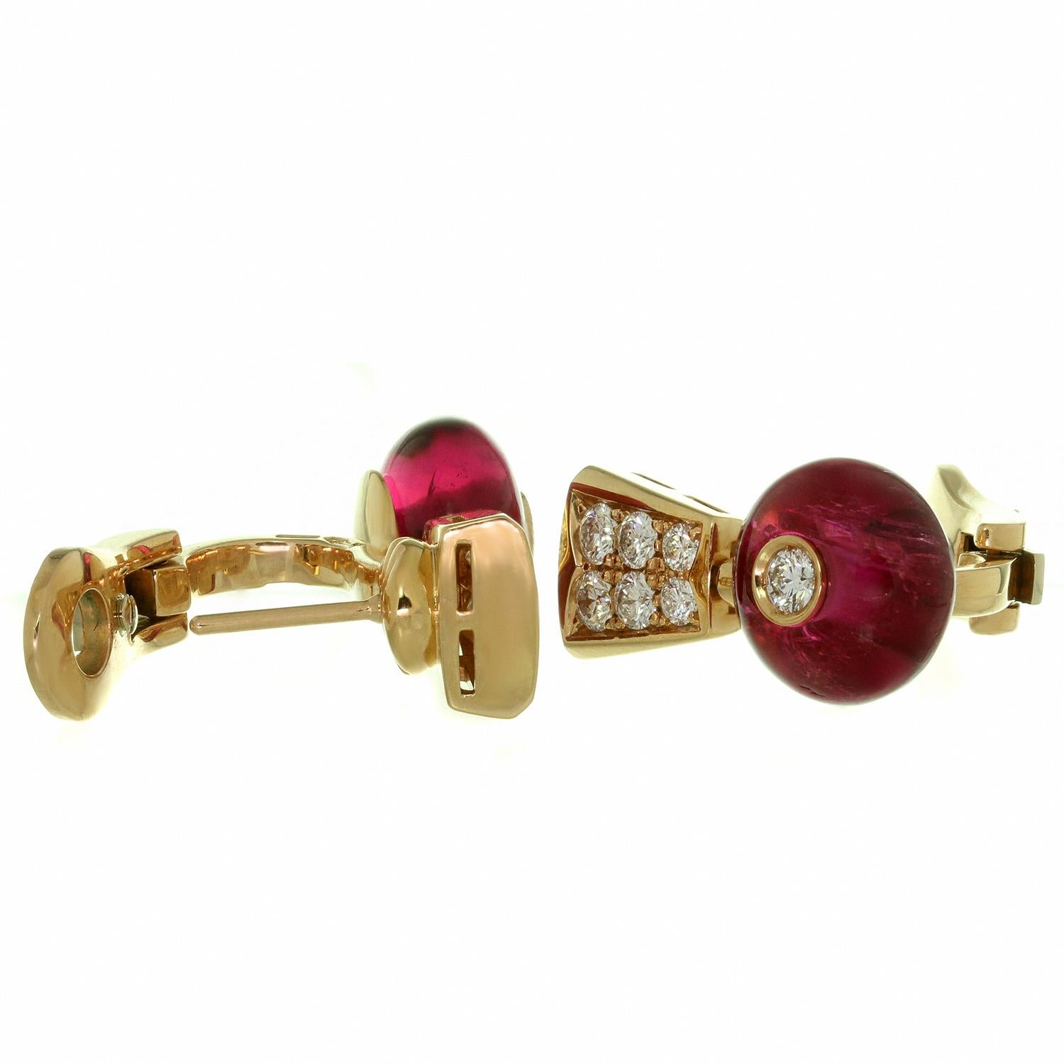 Bulgari Rubellite Diamond Rose Gold Drop Earrings 1