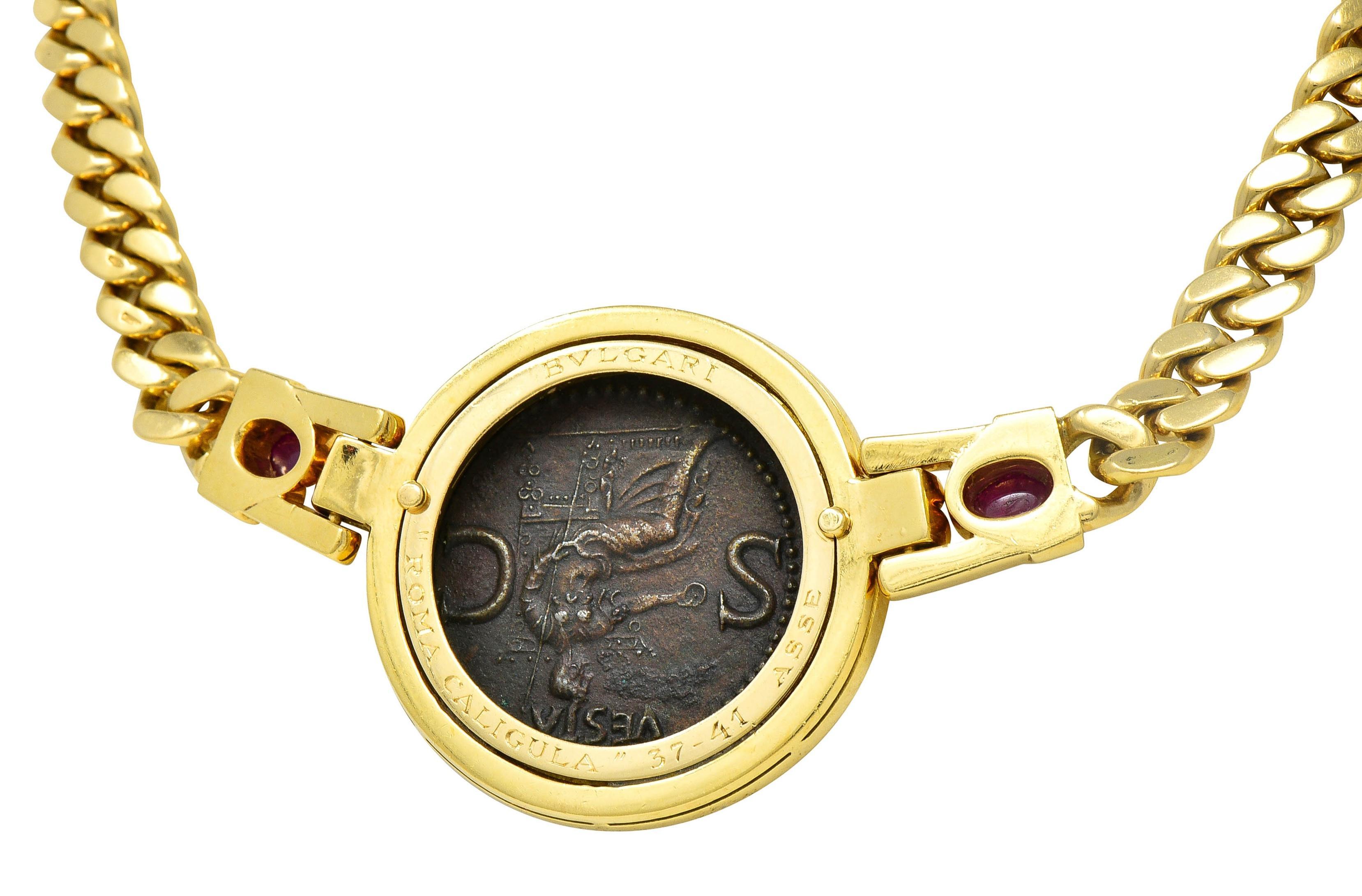 Bulgari Ruby Ancient Coin 18 Karat Gold Monete Roman Caligula Collar Necklace For Sale 7