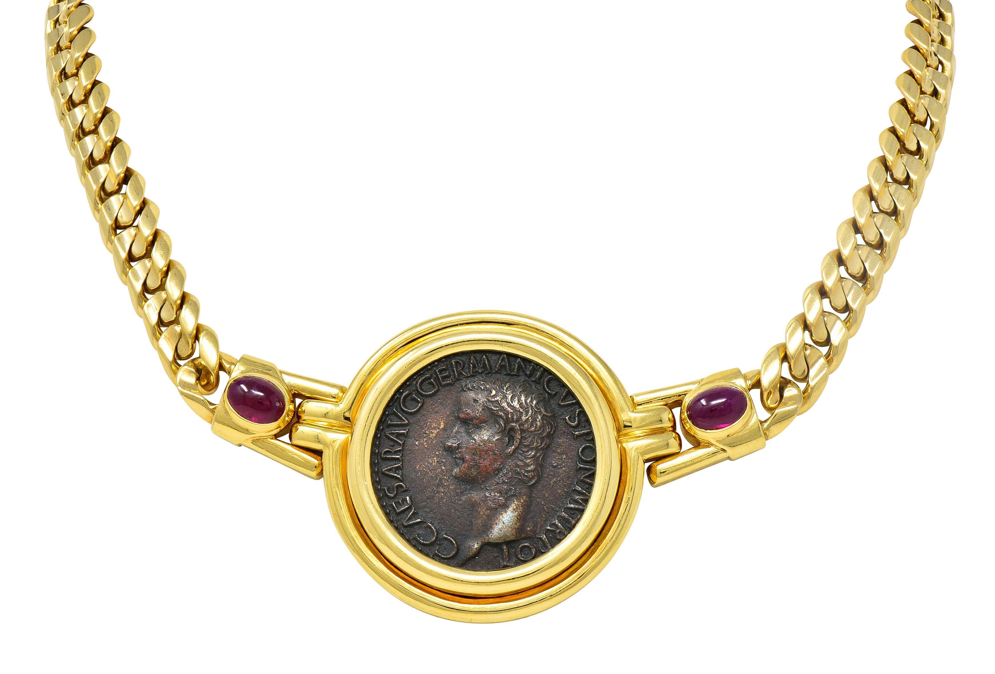 Bulgari Ruby Ancient Coin 18 Karat Gold Monete Roman Caligula Collar Necklace For Sale 8