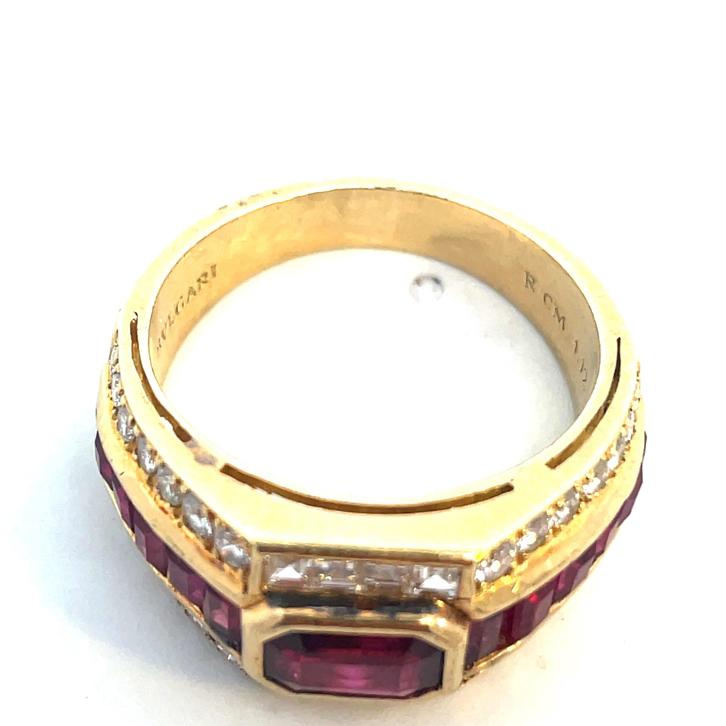 Round Cut Bulgari Ruby and Diamonds Trombino Ring  For Sale