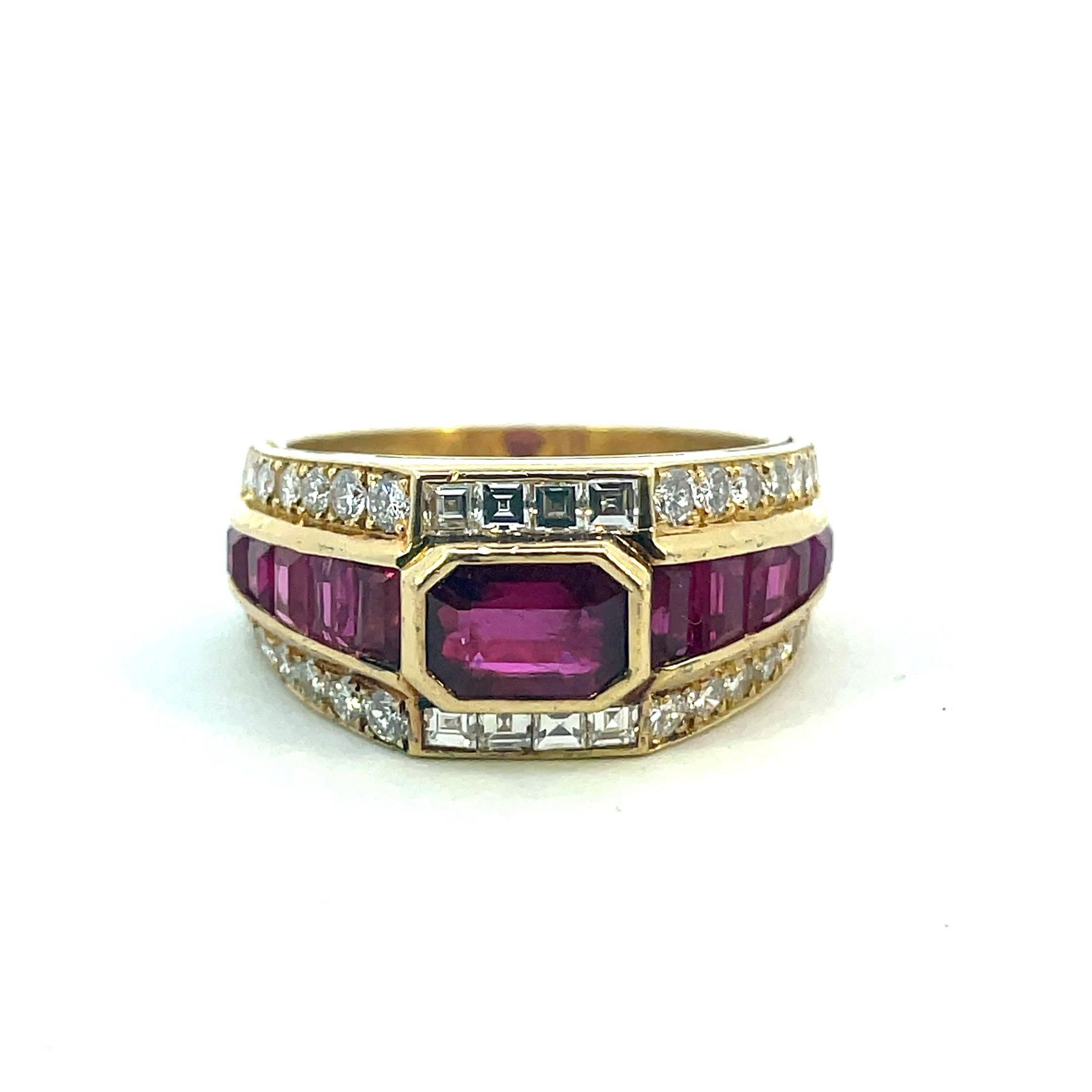 Women's or Men's Bulgari Ruby and Diamonds Trombino Ring  For Sale
