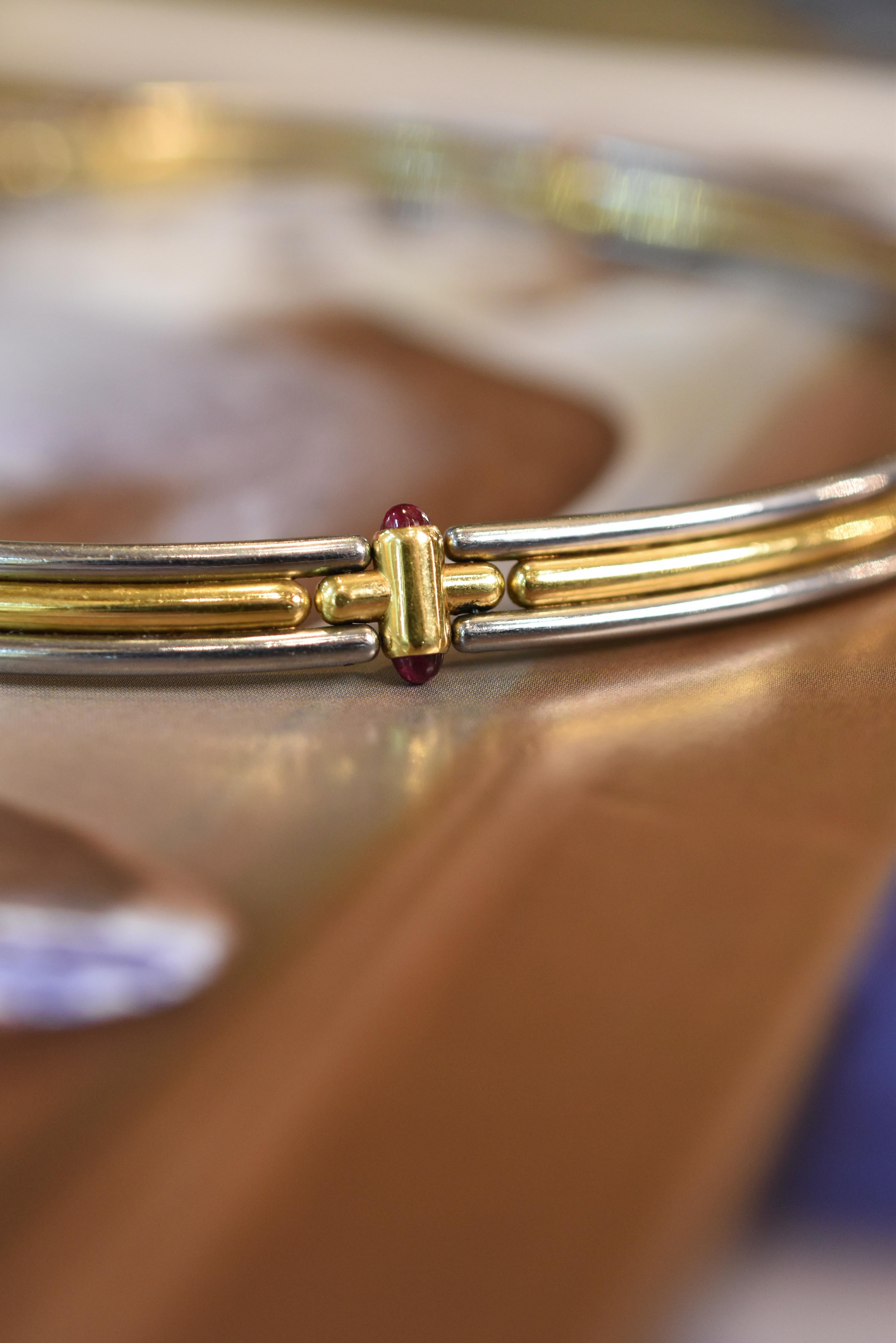 Collana Bulgari con rubino bicolore in oro 18k e acciaio inossidabile A Link In condizioni ottime in vendita a New York, NY