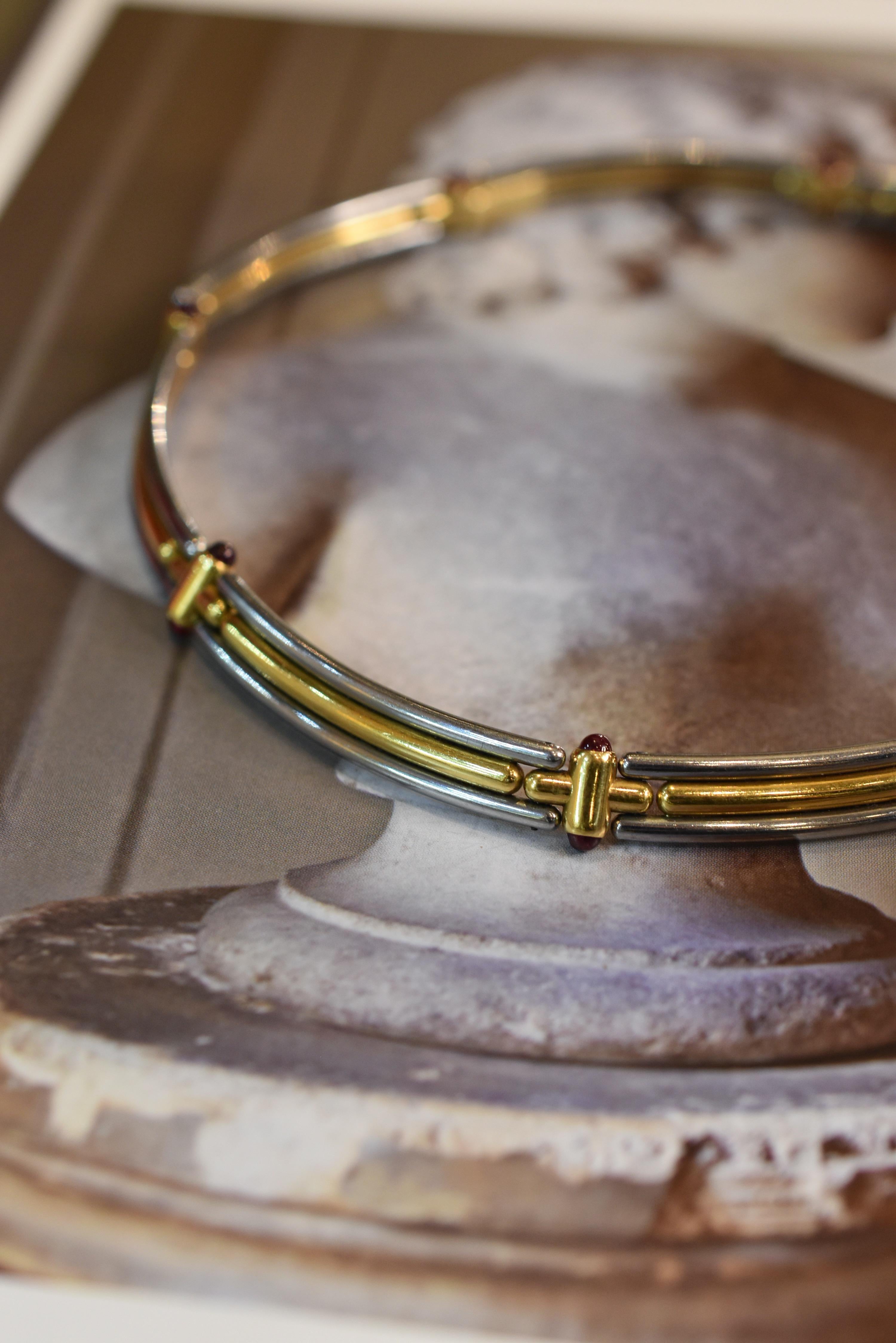 Donna Collana Bulgari con rubino bicolore in oro 18k e acciaio inossidabile A Link in vendita