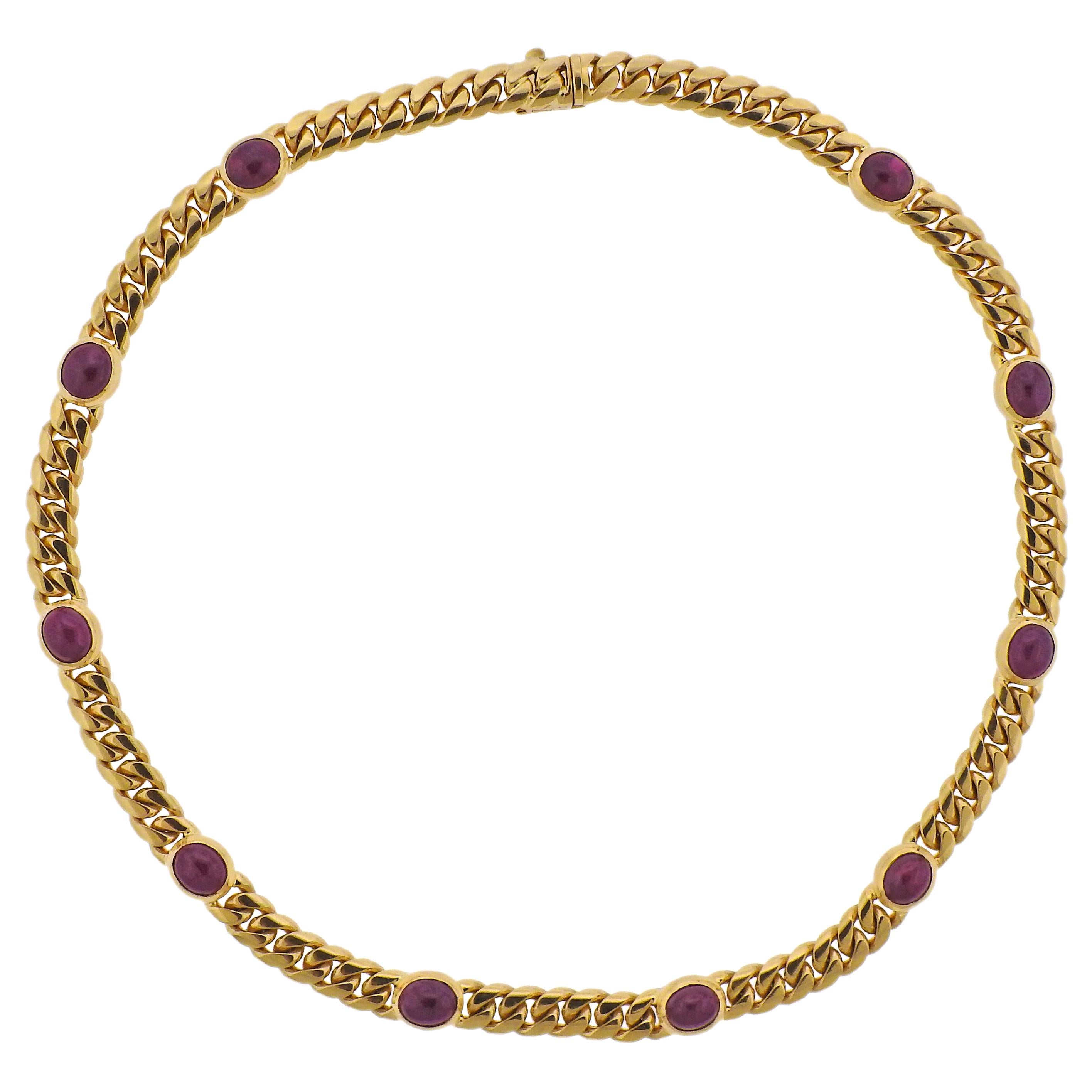Bulgari Ruby Cabochon Gold Necklace