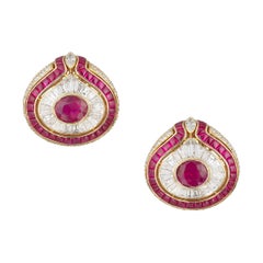 Bulgari Burma Ruby Diamond Bombe Earrings in 18 Karat Gold GIA Certified