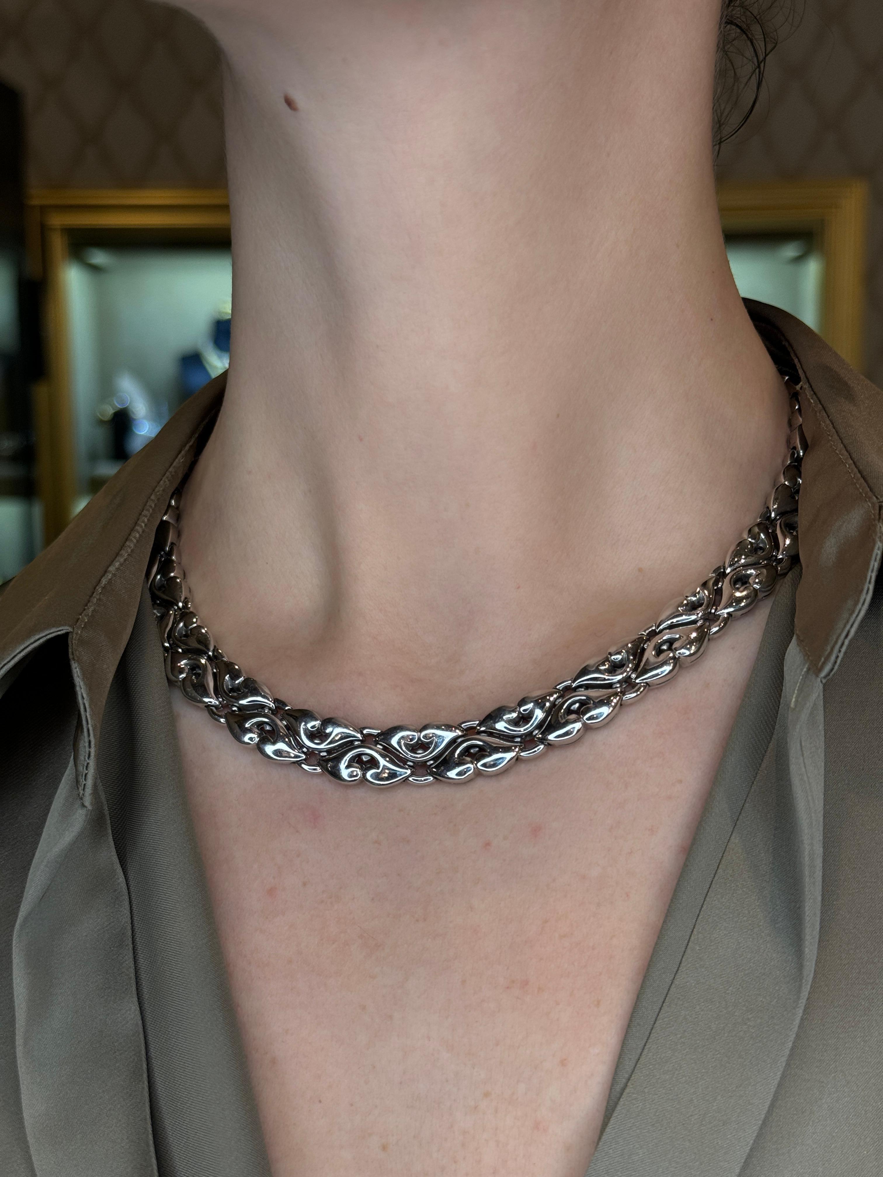 Bulgari 'Saetta' Necklace and Bracelet Demi Parure in 18k White Gold For Sale 1