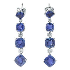 Vintage Bulgari Sapphire and Diamond Earrings