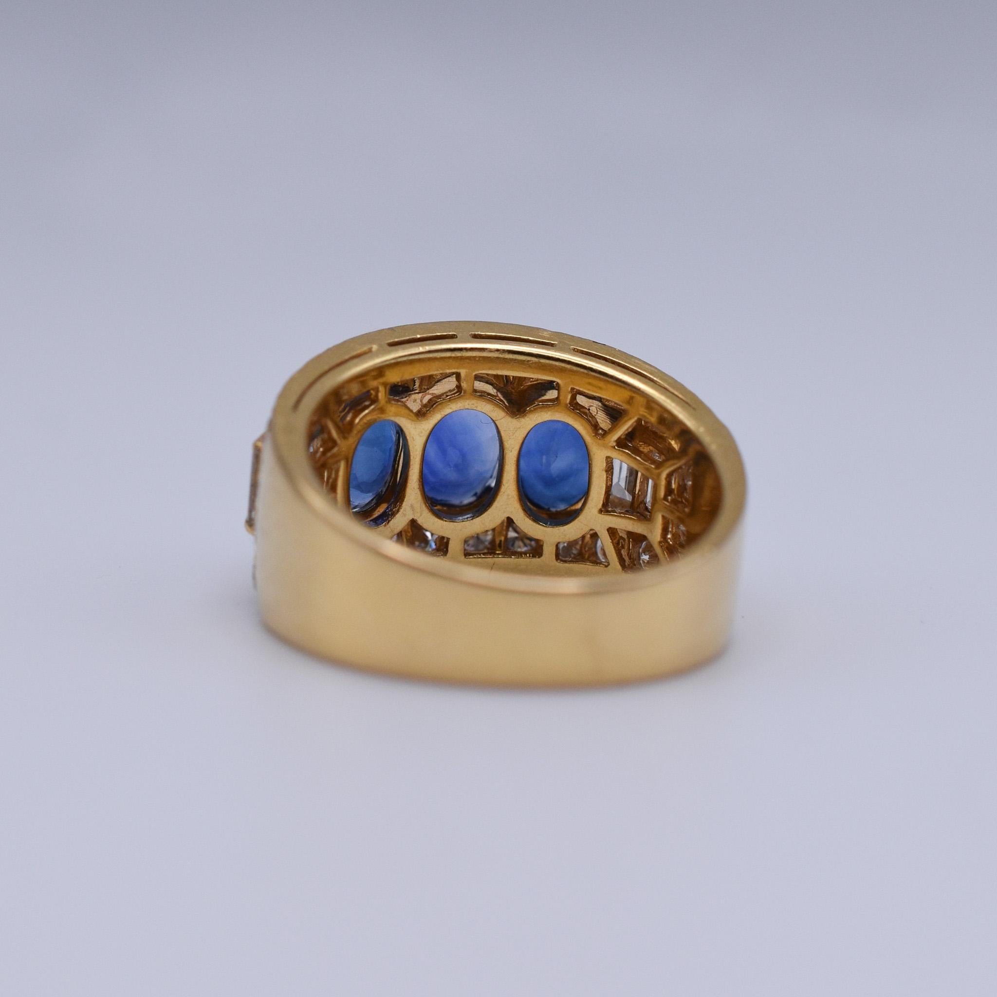 Bulgari Goldring mit Saphir und Diamant Damen