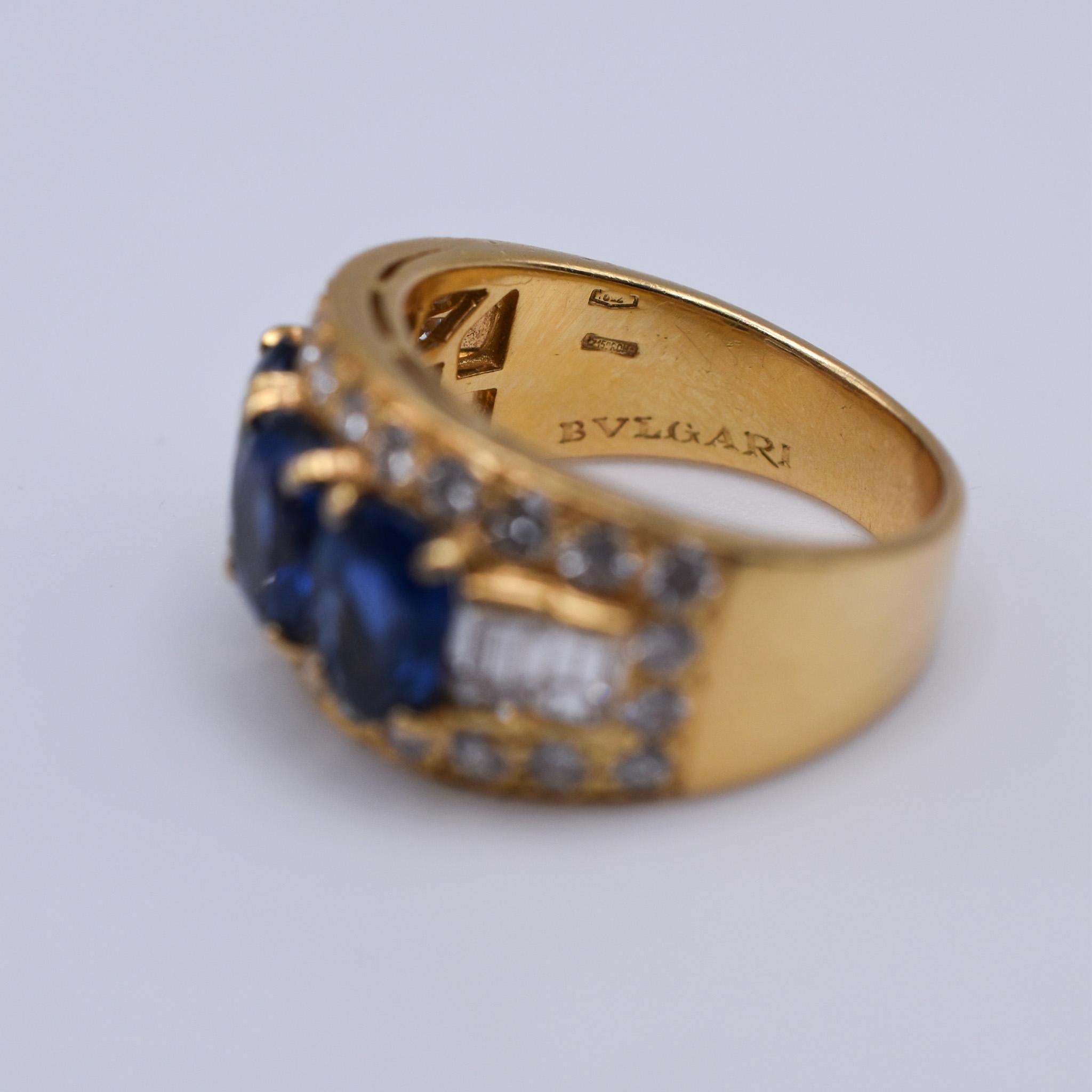 Bulgari Goldring mit Saphir und Diamant 1