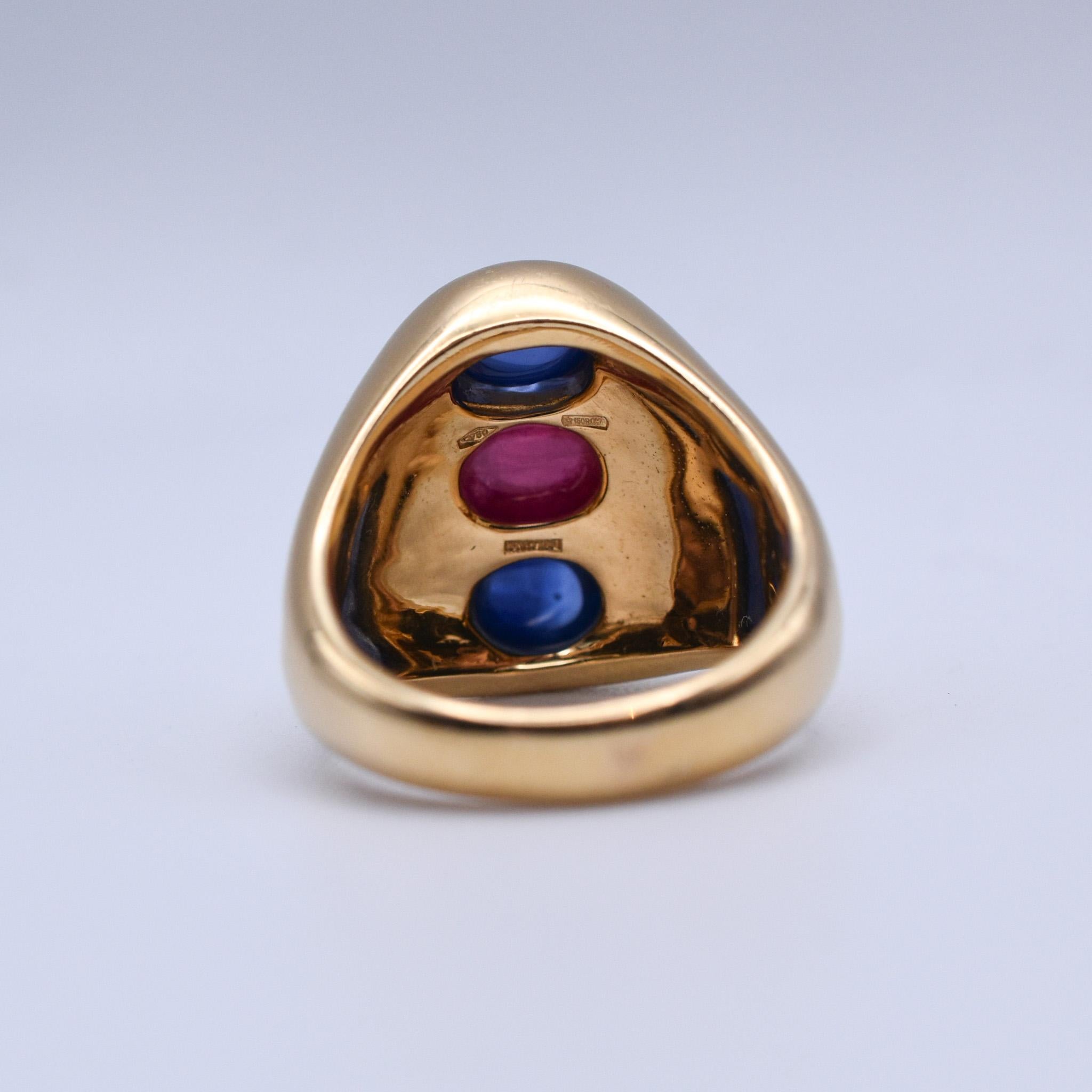 Bulgari Sapphire and Ruby Dome Shaped Ring For Sale 1