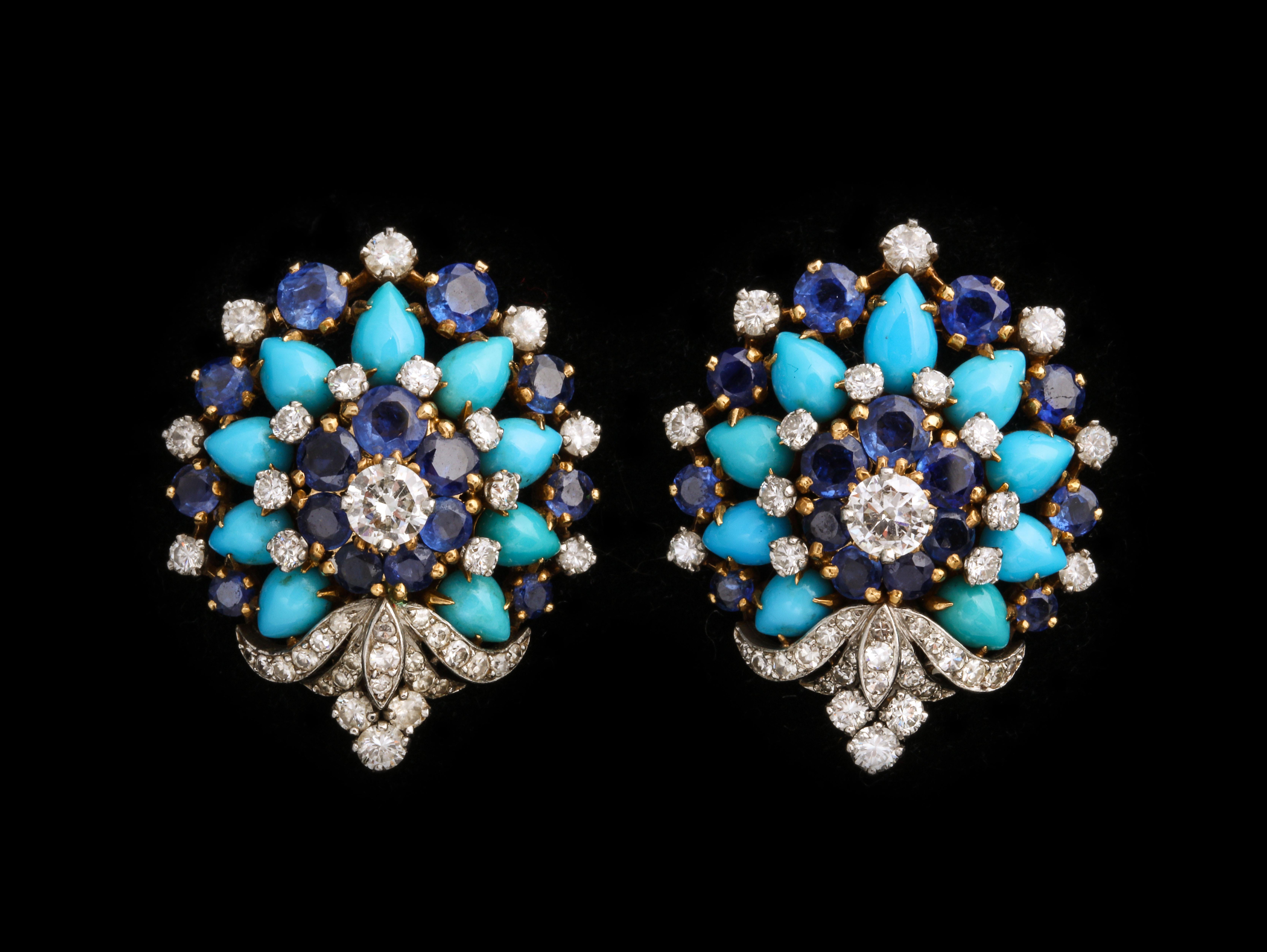 Bulgari Sapphire and Turquoise Earrings