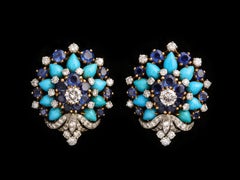 Bulgari Sapphire and Turquoise and Sapphire Earrings