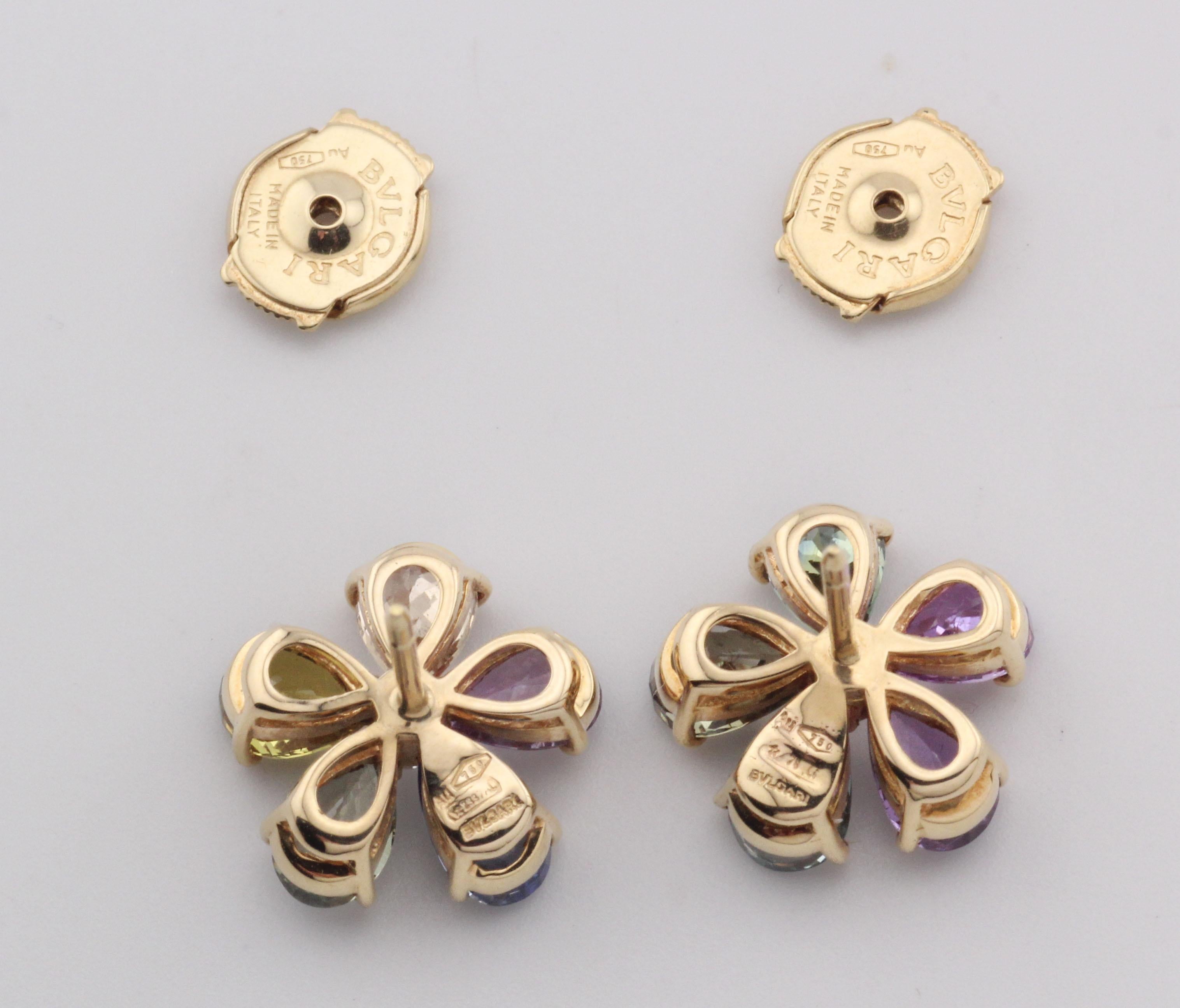 Bulgari Saphir Diamant 18K Gelbgold Blumenohrringe im Angebot 5