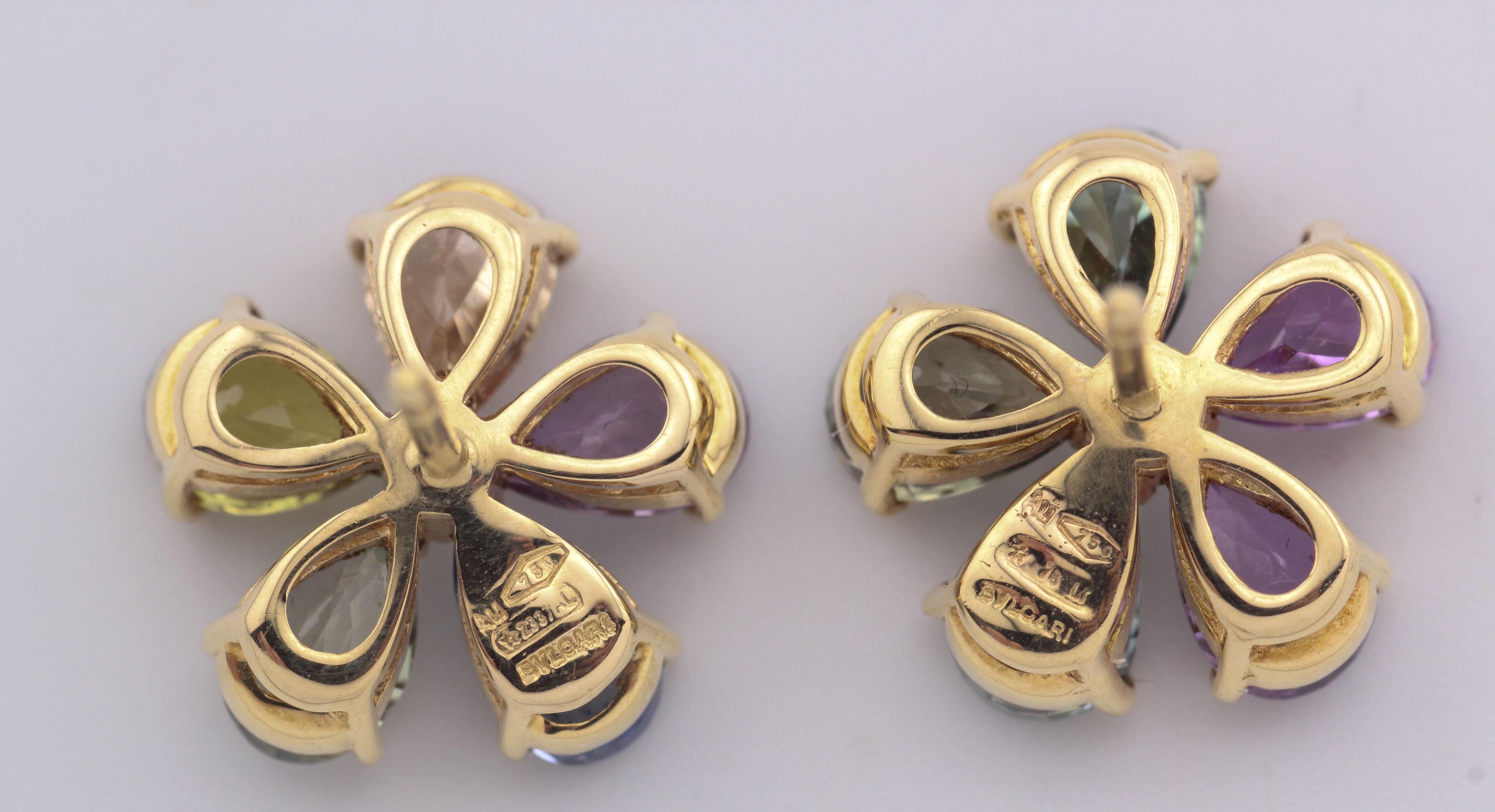 Bulgari Saphir Diamant 18K Gelbgold Blumenohrringe im Angebot 6