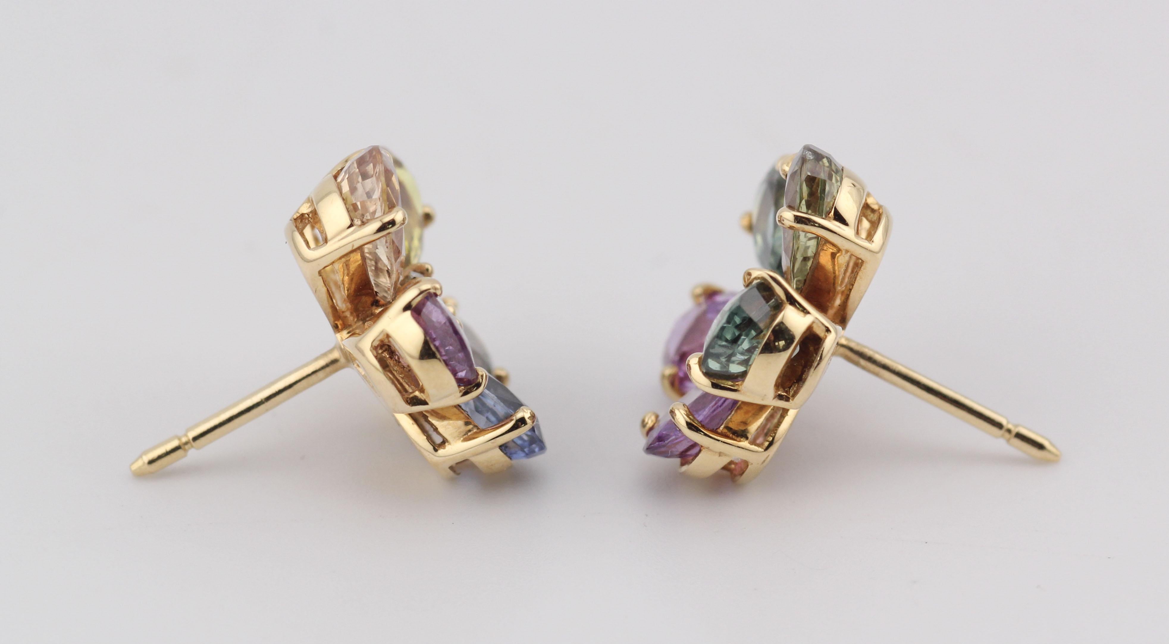 Bulgari Saphir Diamant 18K Gelbgold Blumenohrringe im Angebot 1