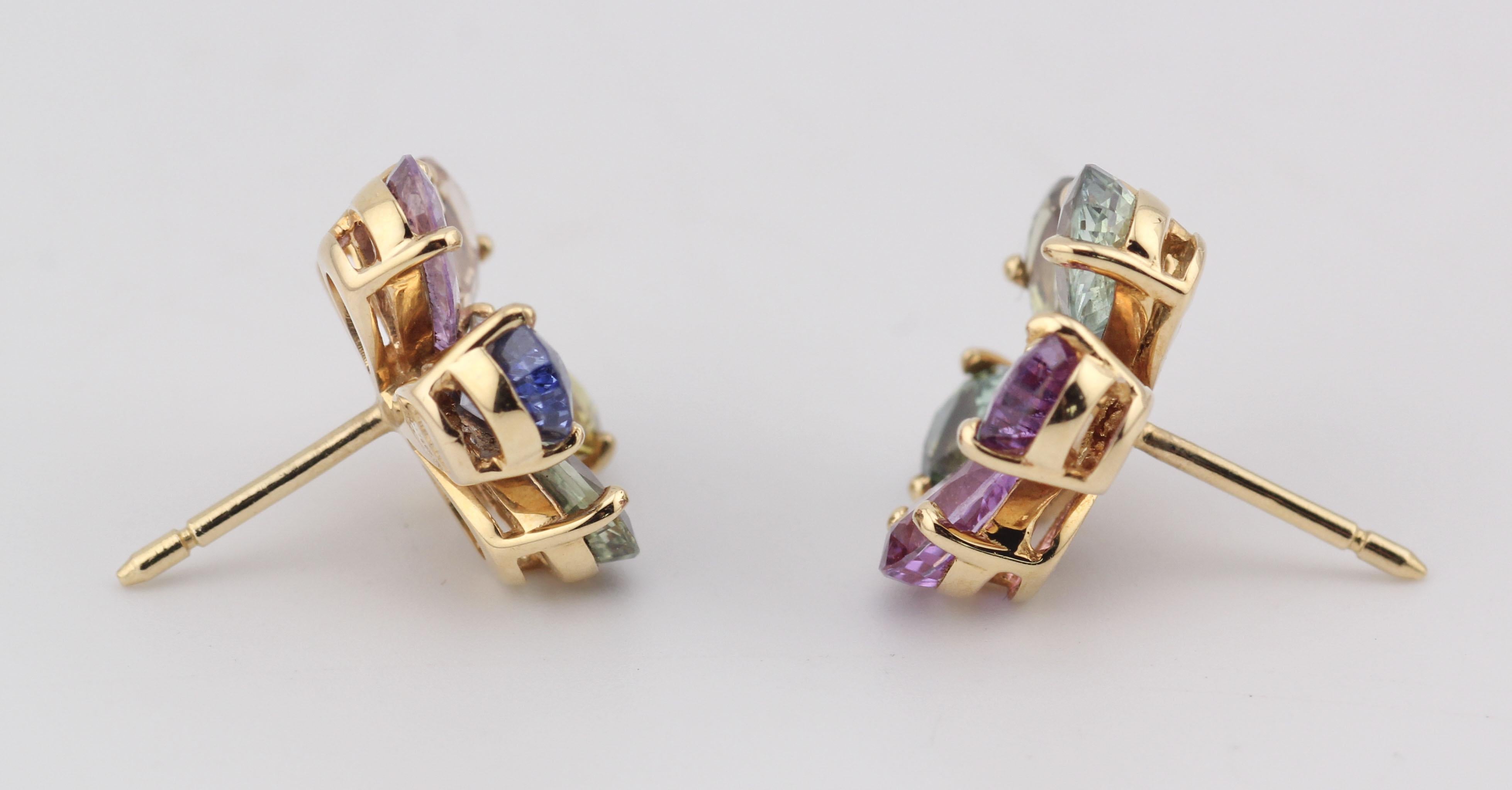 Bulgari Saphir Diamant 18K Gelbgold Blumenohrringe im Angebot 2