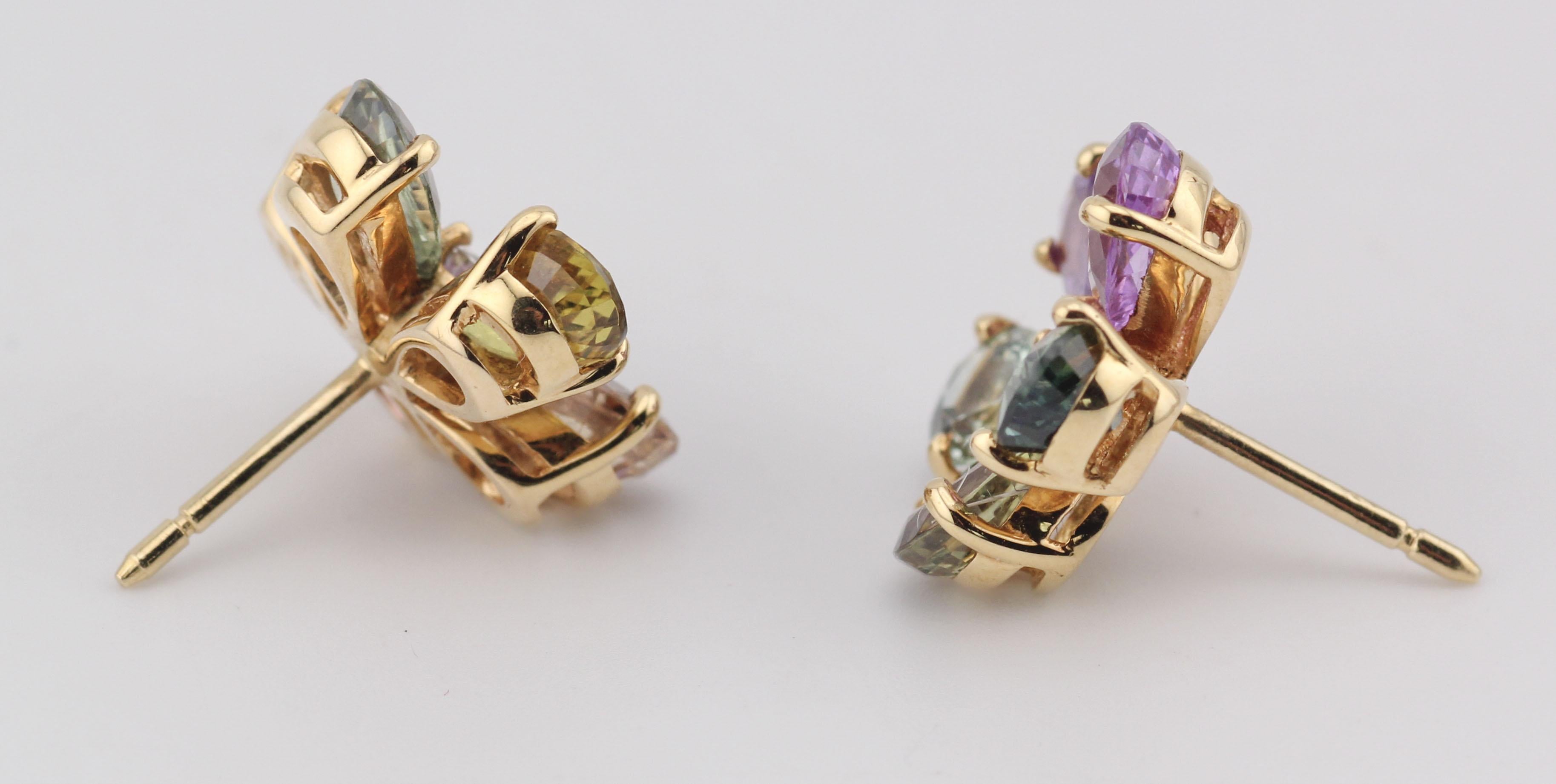 Bulgari Saphir Diamant 18K Gelbgold Blumenohrringe im Angebot 3