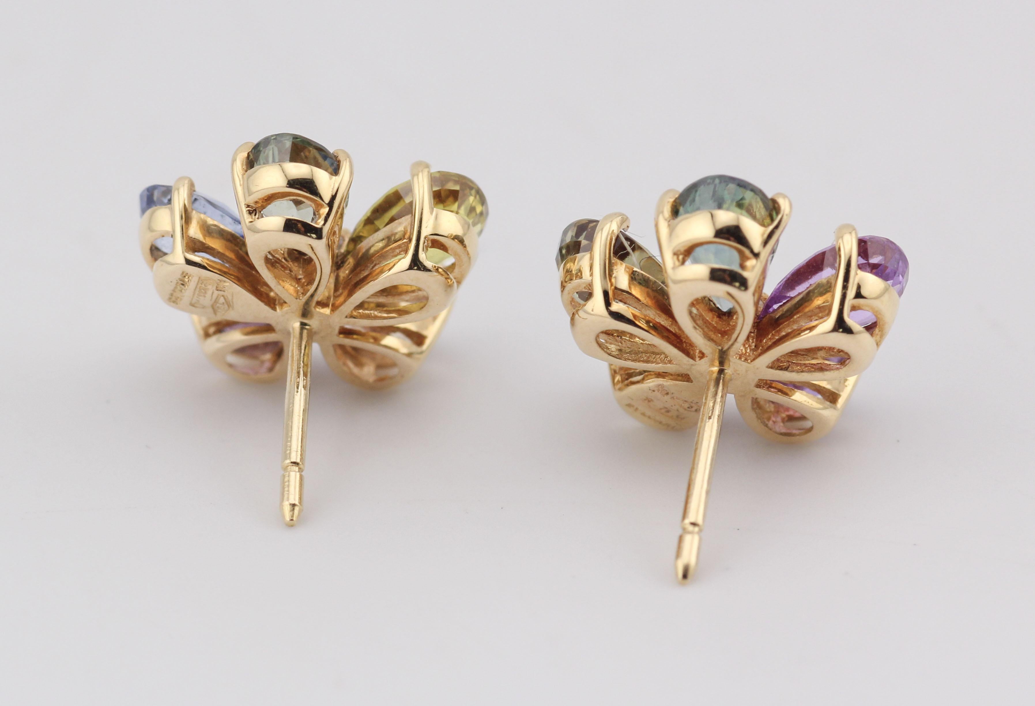 Bulgari Saphir Diamant 18K Gelbgold Blumenohrringe im Angebot 4