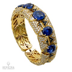 Bulgari SSEF Certified Sapphire Diamond Bracelet, 1980s