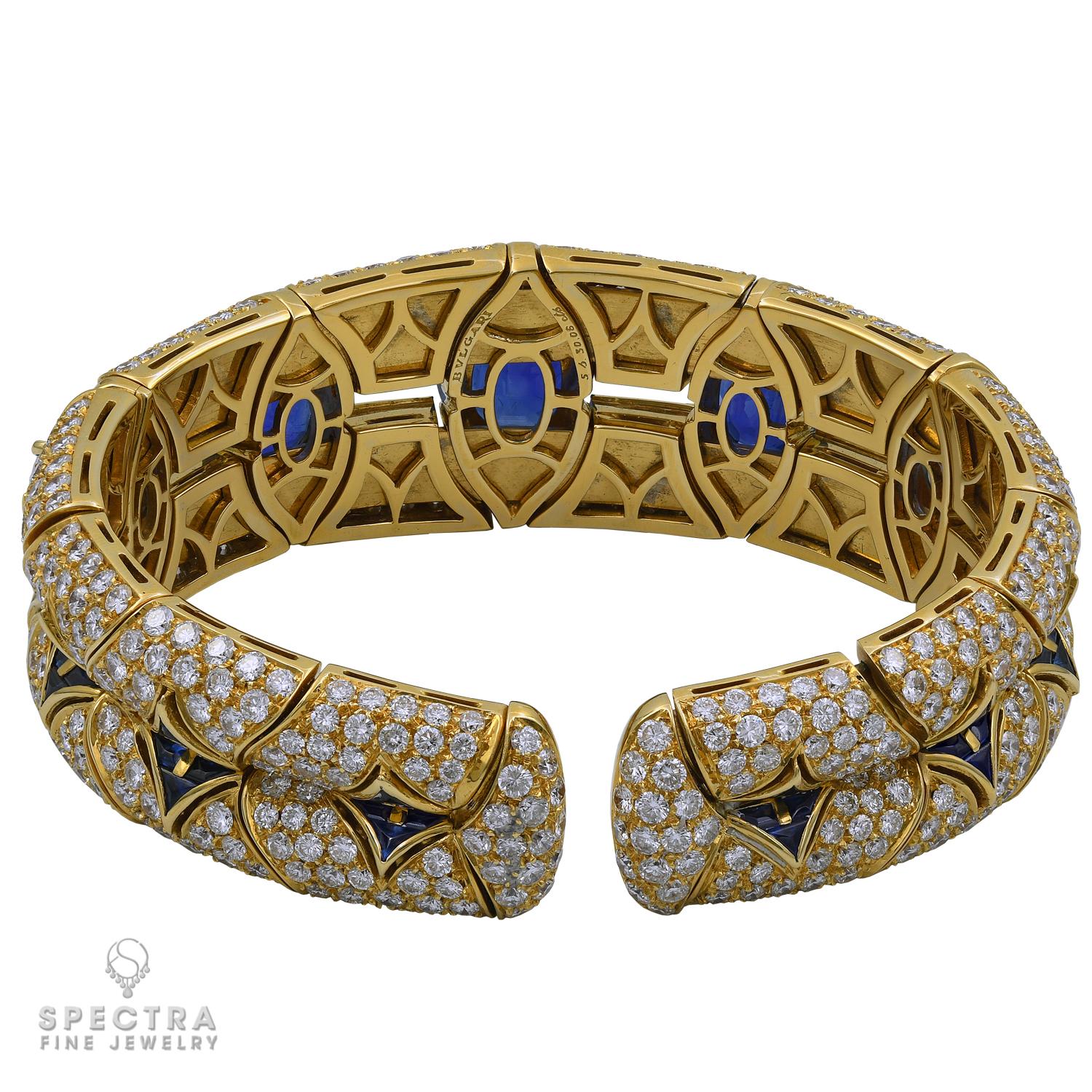 Bulgari Sapphire Diamond Bracelet, circa 1980s In Excellent Condition For Sale In New York, NY
