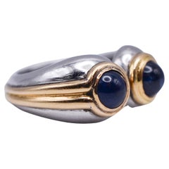 Retro Bulgari Sapphire, Gold and Platinum Ring 