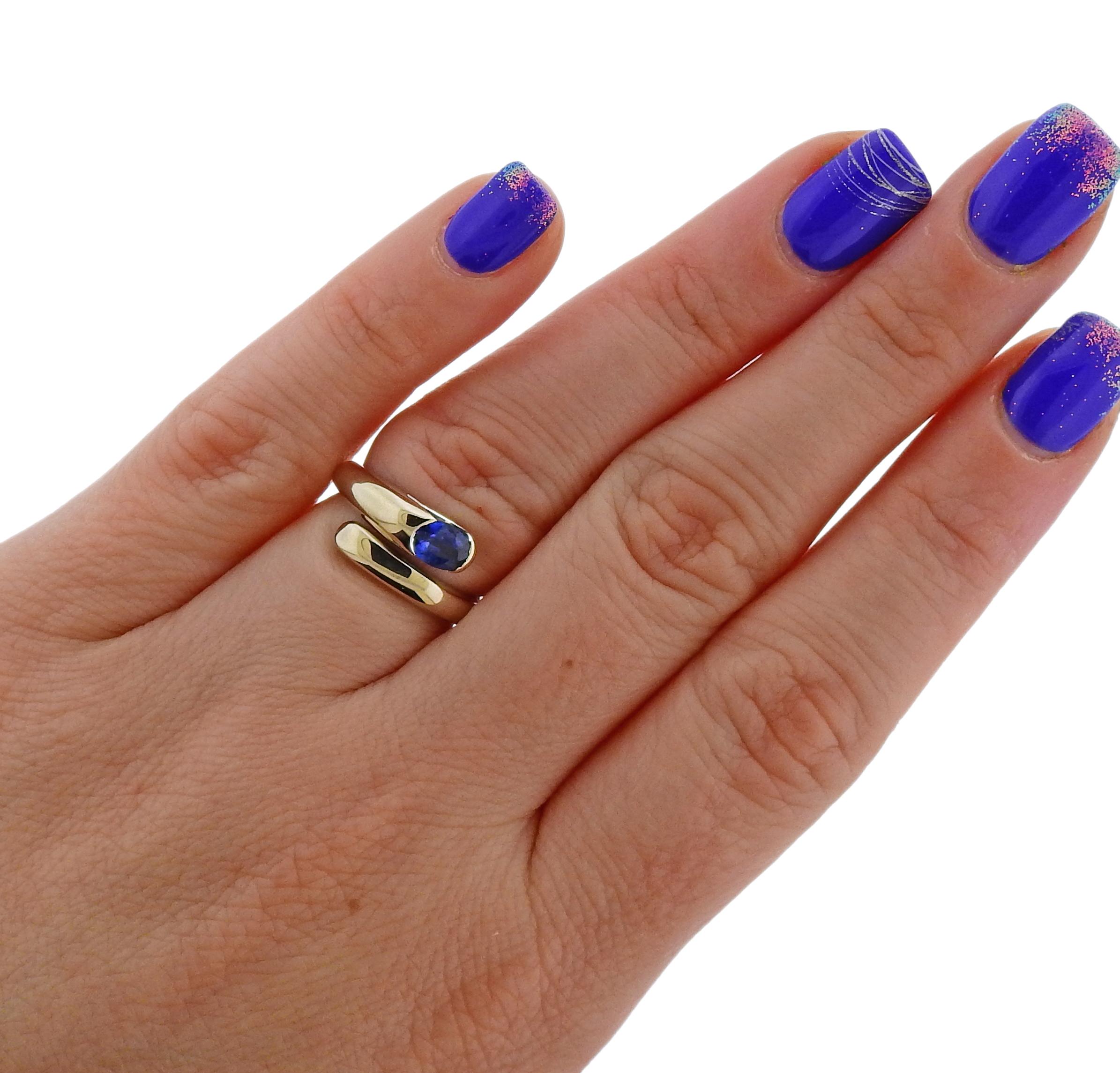 Bulgari Sapphire Gold Ring In Excellent Condition In Lambertville, NJ