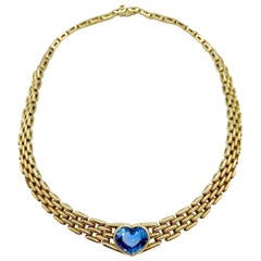 Bulgari Sapphire Heart Yellow Gold Necklace