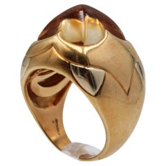 Bulgari Sculptural Yellow Gold Ring with Citrine Cabochon Center
