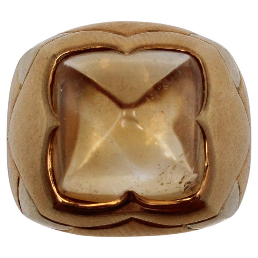 Bulgari Skulpturaler Ring aus Gelbgold mit Cabochon aus Citrin in der Mitte