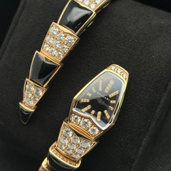 Bulgari Serpenti Orologio da donna con quadrante nero e diamanti in oro rosa 18 carati SPP26BGD1GD1O.1T