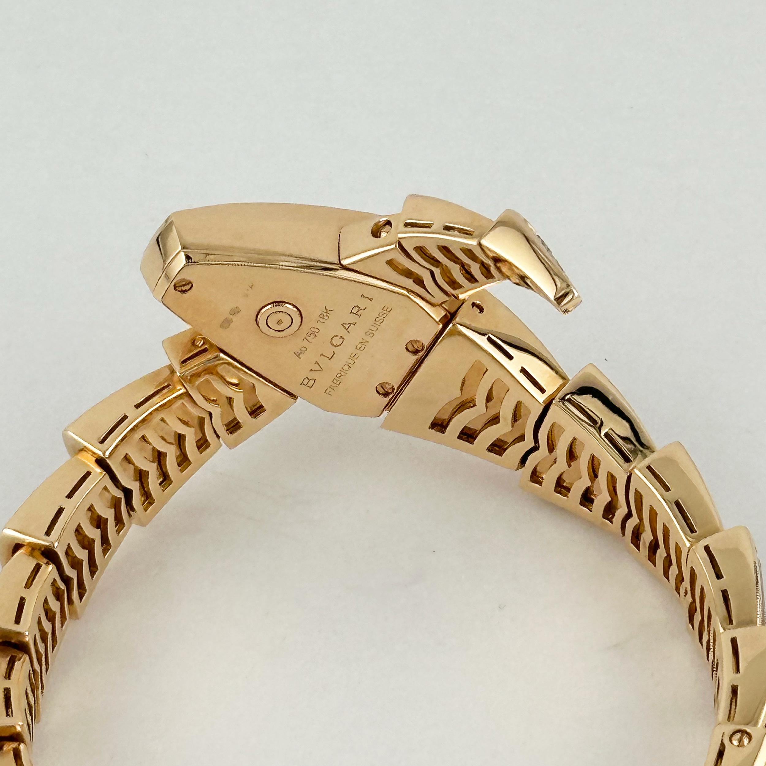 Brilliant Cut Bulgari Serpenti 18K Rose Gold Red Lacquer 26mm Watch