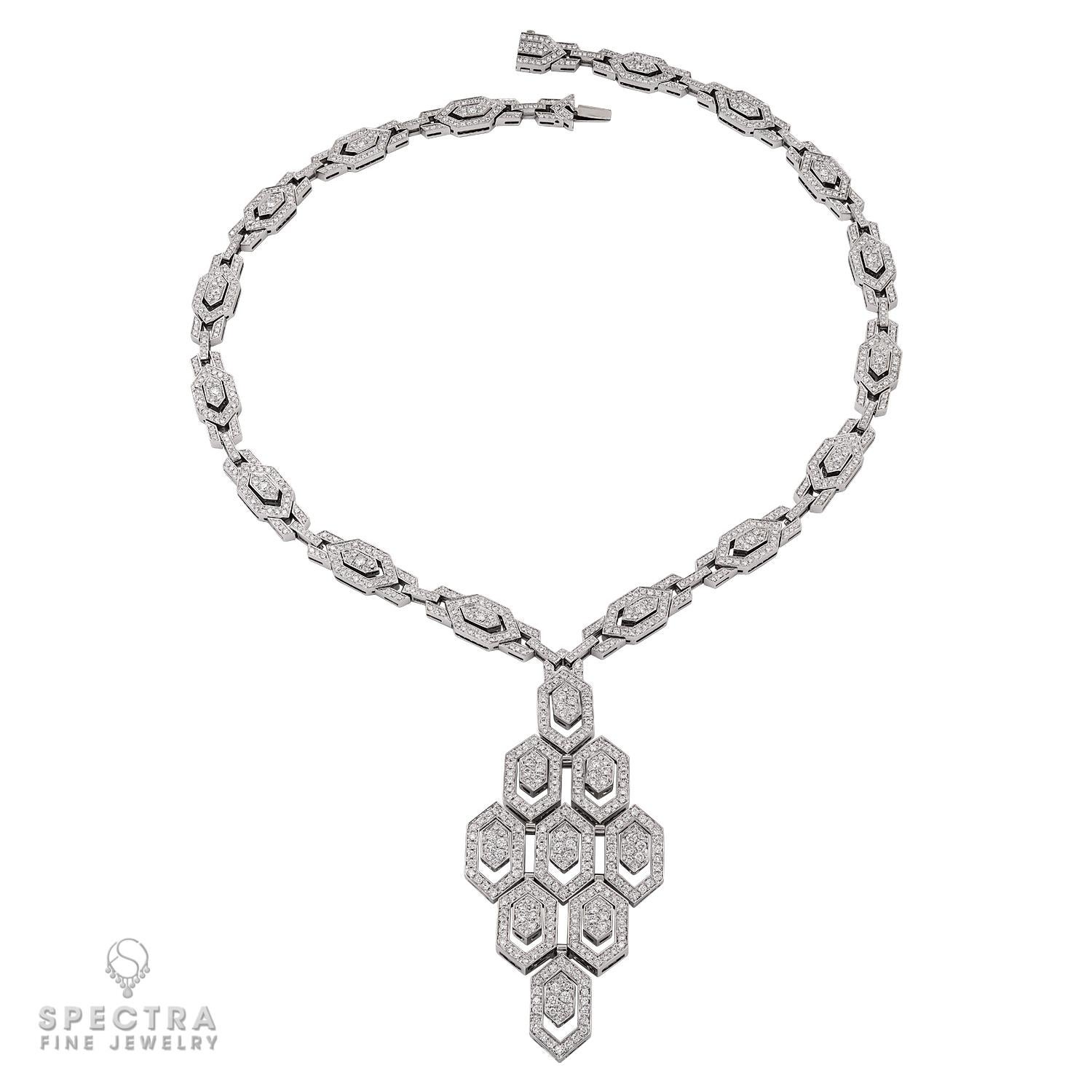 Indulge in the mesmerizing allure of the Bulgari Serpenti Collana Diamond Necklace, a timeless masterpiece that transcends eras with its captivating design and exquisite craftsmanship. Inspired by the sinuous beauty of the serpent, this necklace