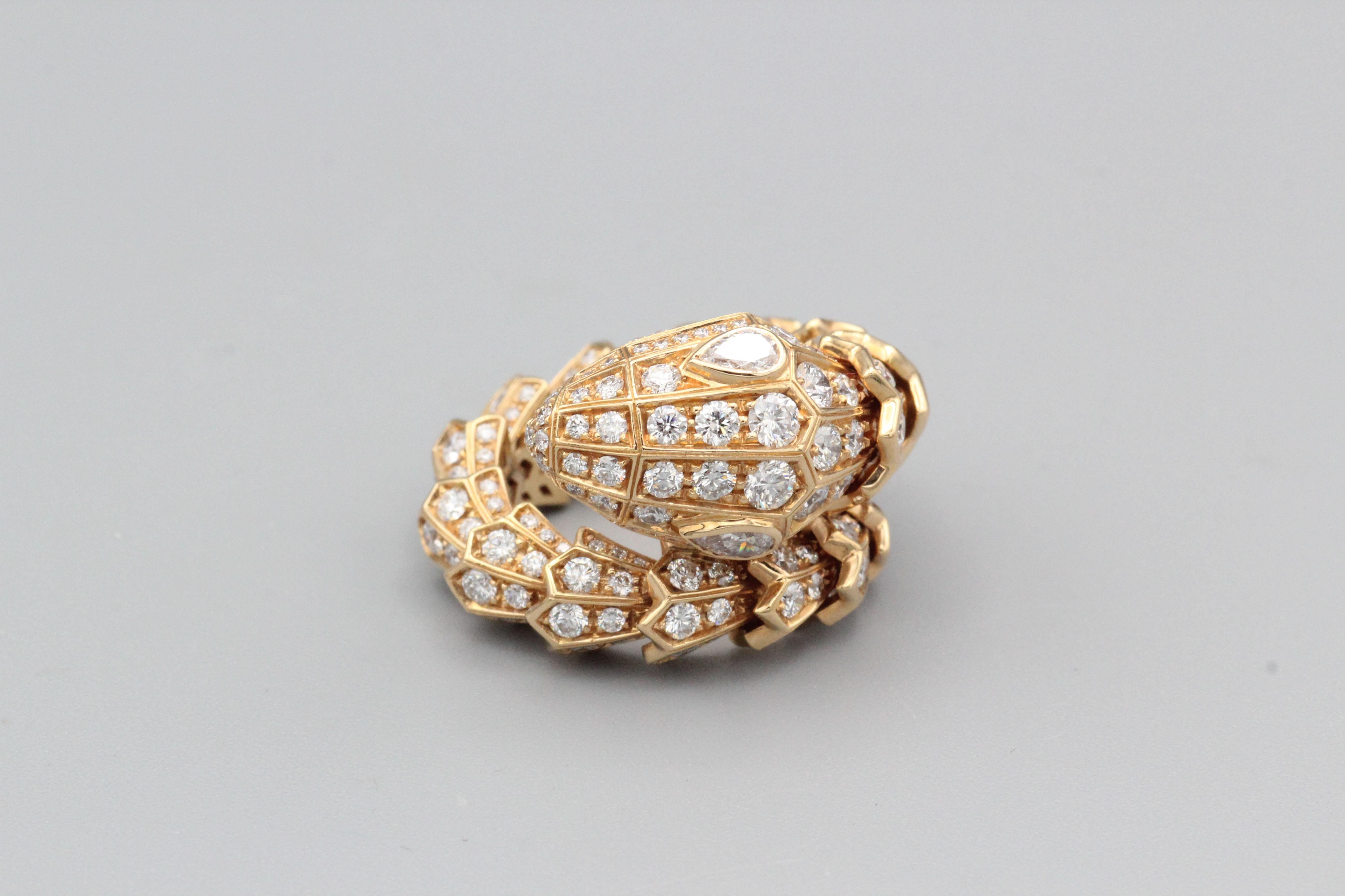 Bulgari Serpenti Diamant-Schlangenring aus 18 Karat Roségold (Brillantschliff)