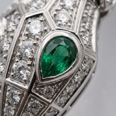 Bulgari Serpenti Diamond and Emerald 18k White Gold Bracelet
