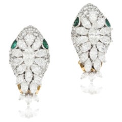 BULGARI Serpenti Diamond and Emerald Ear Clips