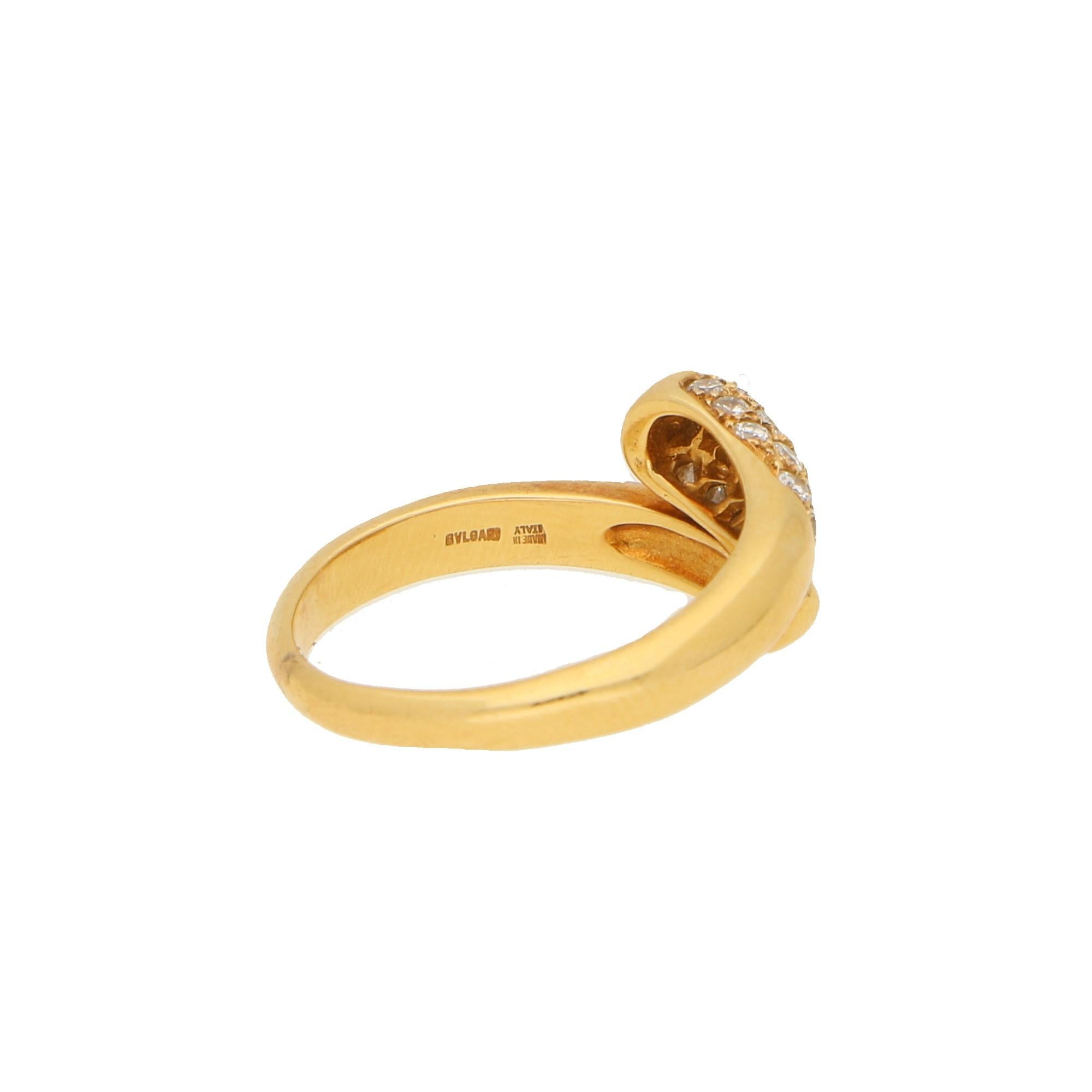 Round Cut Bvlgari Serpenti Diamond Ring 18K Yellow Gold