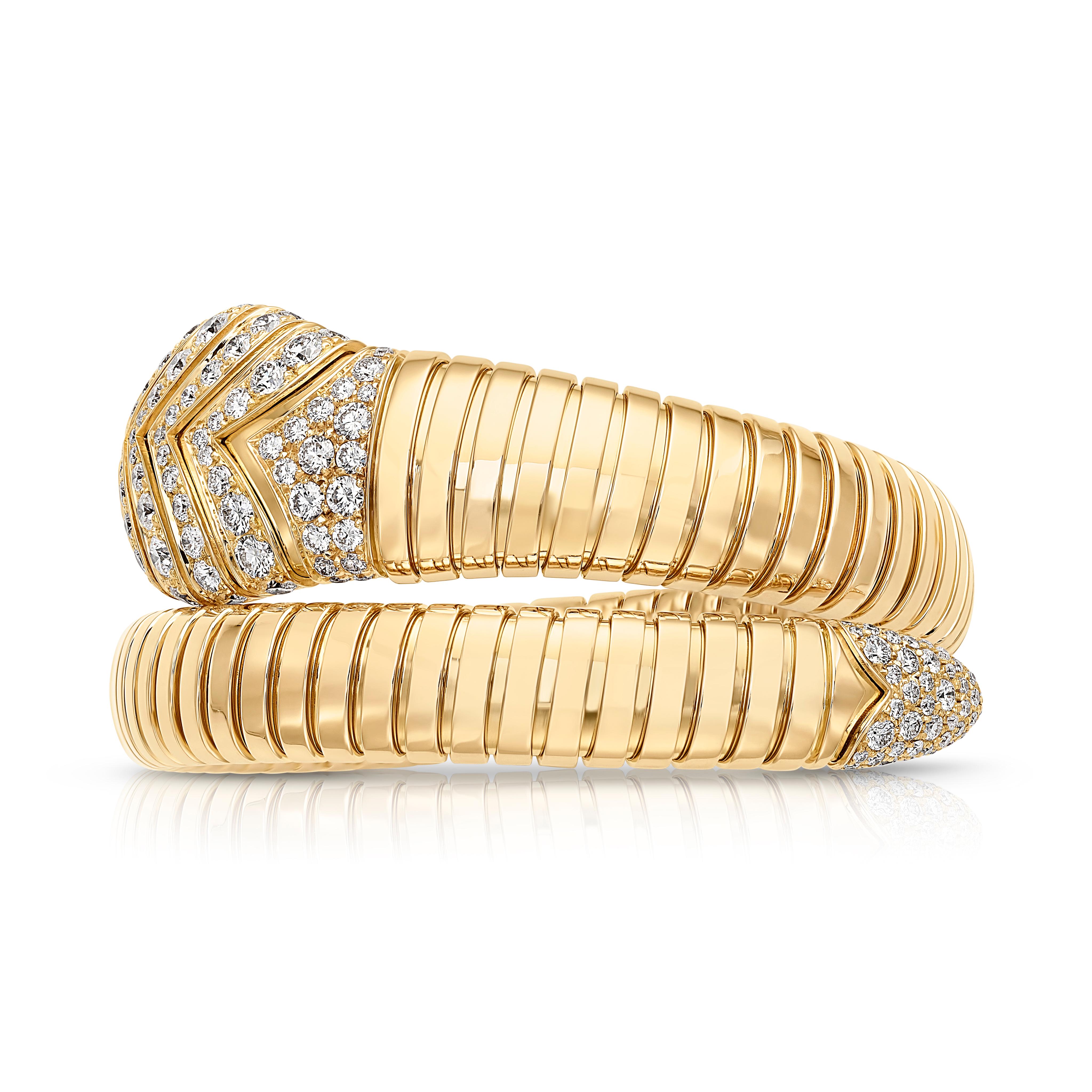 Bulgari Serpenti Diamond Rose Gold Bracelet In Excellent Condition For Sale In Dallas, TX