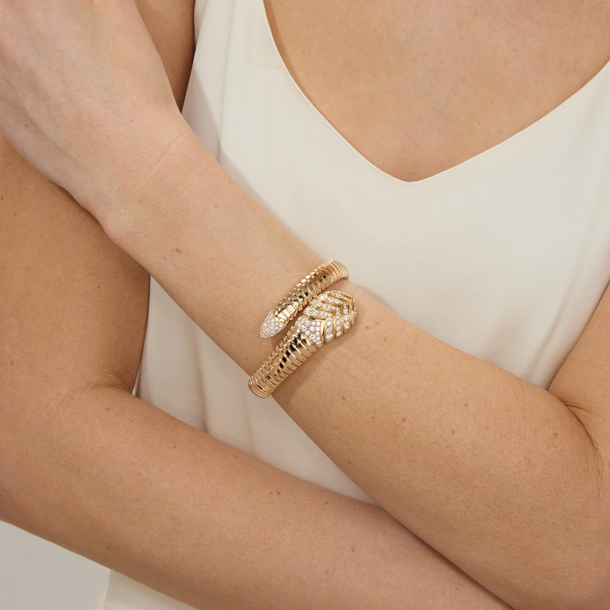 Bulgari Serpenti Diamond Rose Gold Bracelet For Sale 4