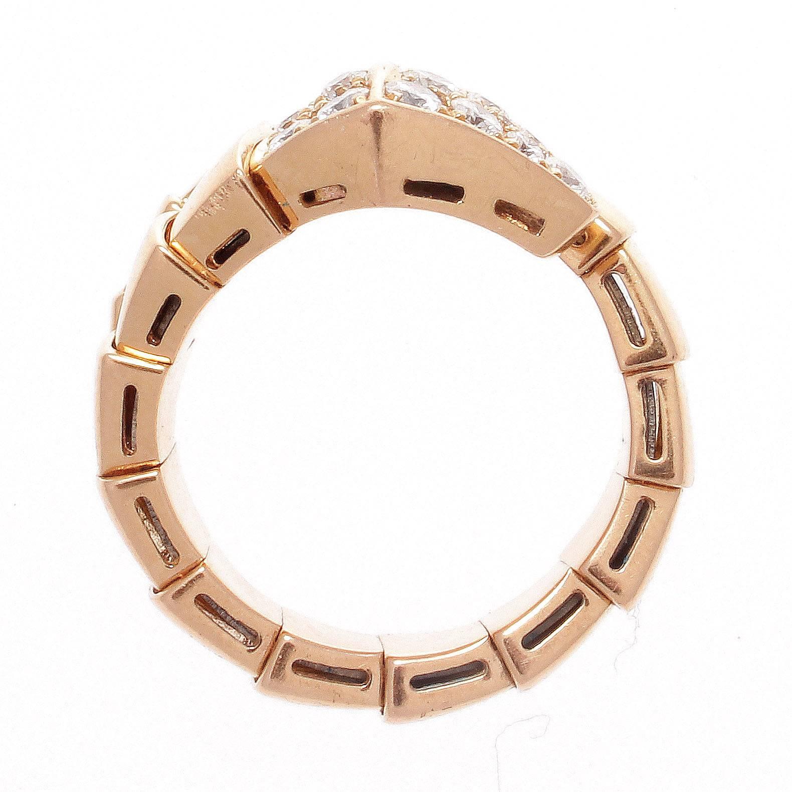 Bulgari Serpenti Diamond Rose Gold Ring In Excellent Condition In Beverly Hills, CA