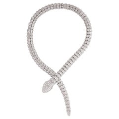 Used Bulgari Serpenti Diamond Snake Necklace in 18k White Gold