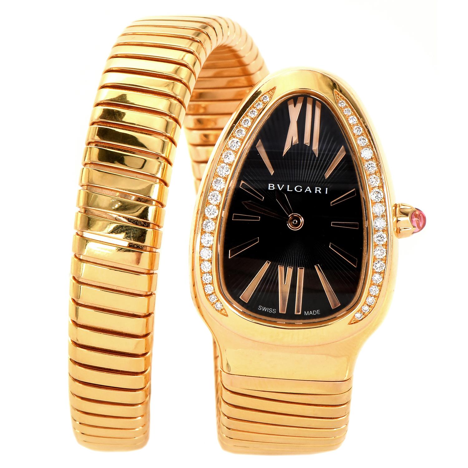 Bvlgari Serpenti Diamond Tubogas Ladies 18k Yellow Gold Bulgari Watch ...
