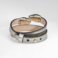 Bulgari Serpenti Forever Leather Bracelet Silver Double Wrap Enamel Snakes