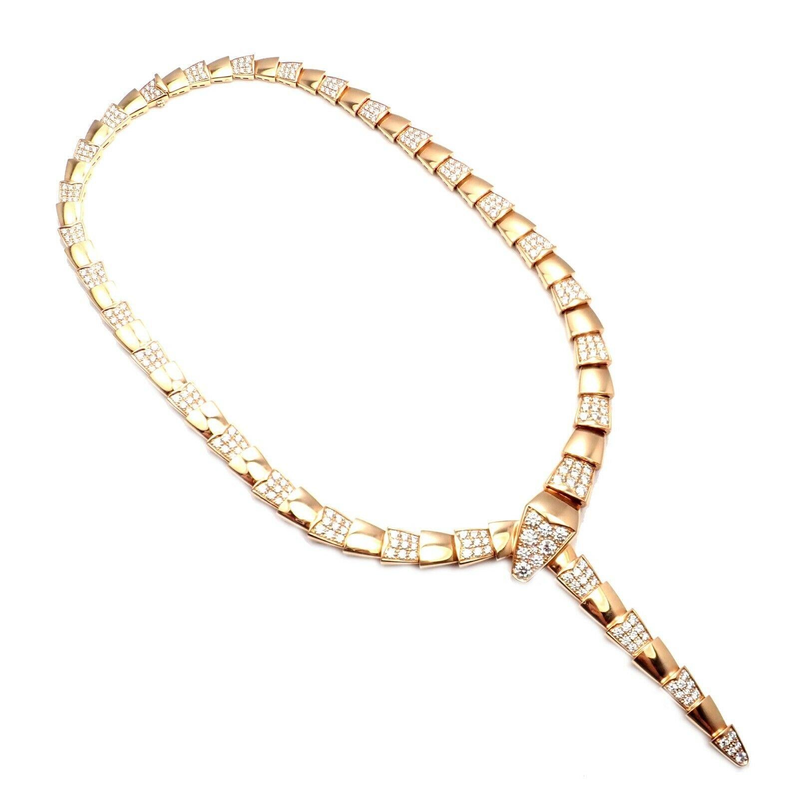 Bulgari Serpenti Pave Diamond Rose Gold Necklace 3