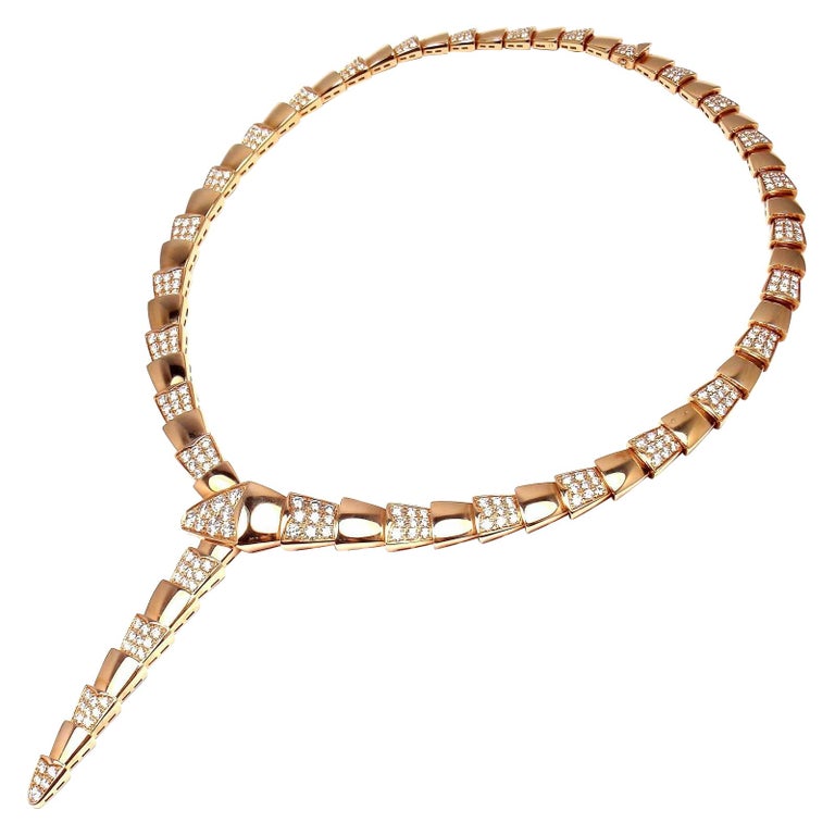 Bulgari Serpenti Pave Diamond Rose Gold Necklace at 1stDibs | serpenti gold  necklace, bvlgari serpenti necklace price, bulgari serpenti necklace price