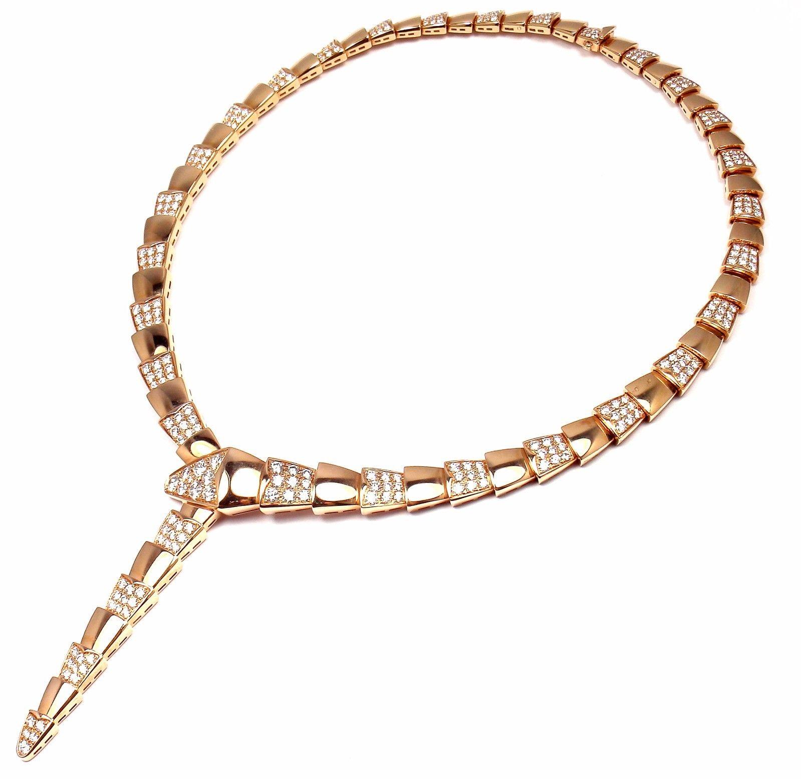 Bulgari Serpenti Pave Diamond Rose Gold Necklace