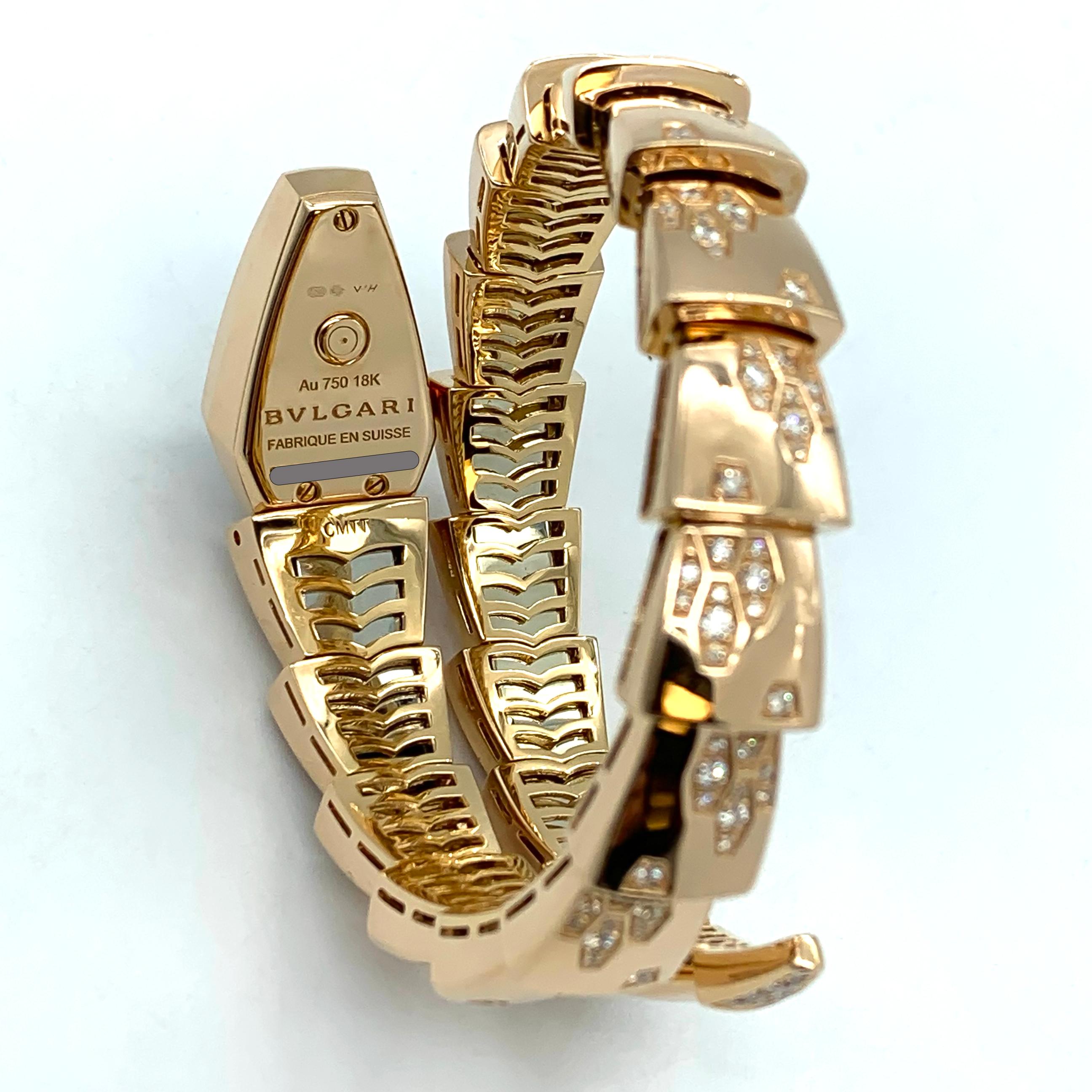 Women's Bulgari Serpenti Ref. 101995, 18K Rose Gold Diamond Quartz Ladies Watch For Sale