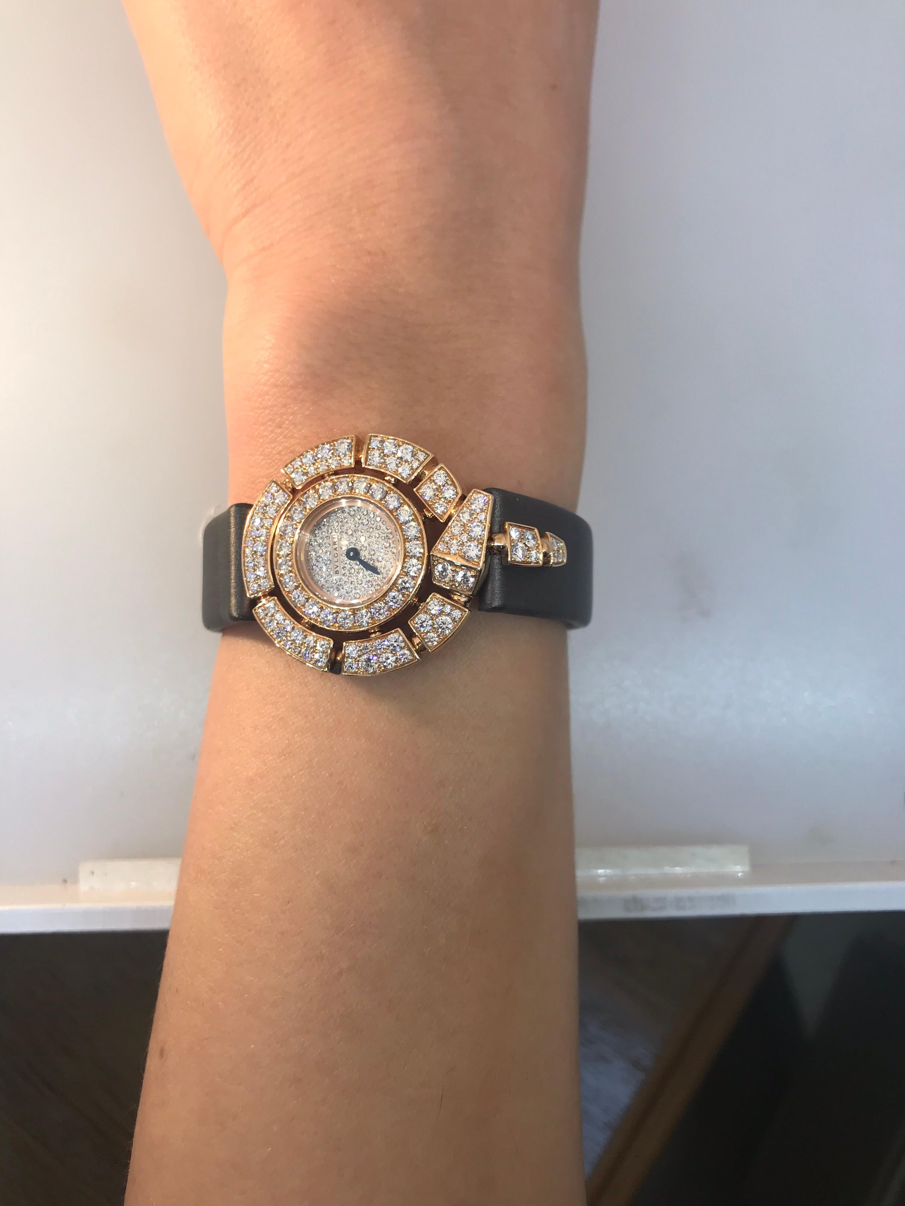 Bulgari Serpenti Rose Gold Pave Diamond Ladies Jewelry Watches Watch 102676 For Sale 3