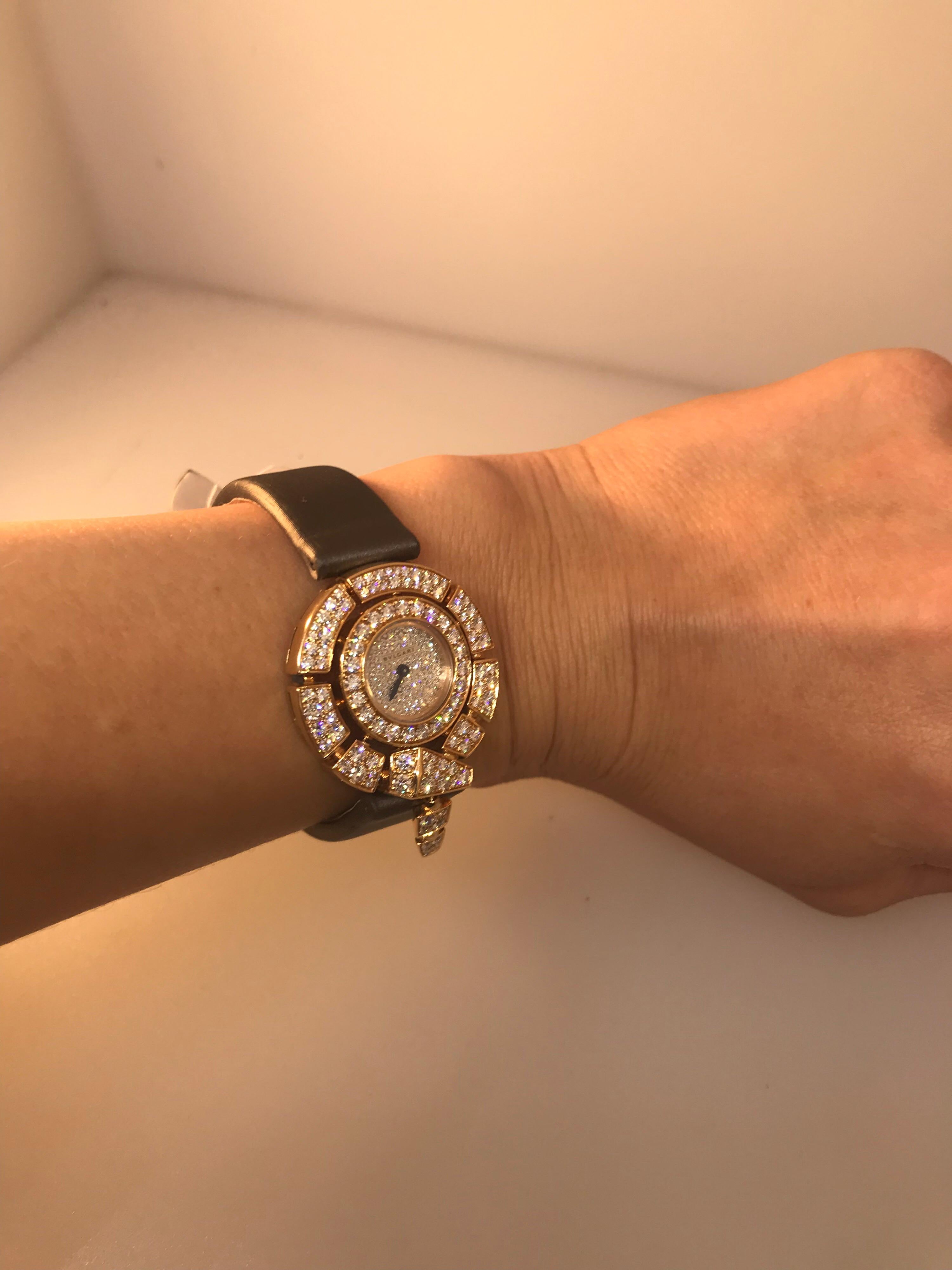 Bulgari Serpenti Rose Gold Pave Diamond Ladies Jewelry Watches Watch 102676 For Sale 4